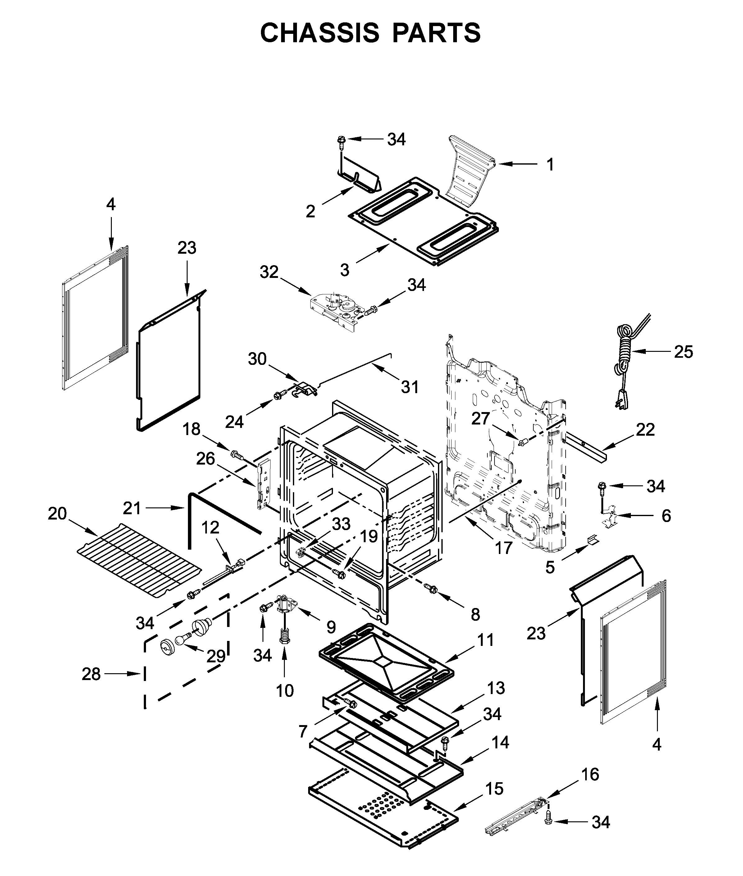 Whirlpool WFG525S0HT1 chassis parts diagram