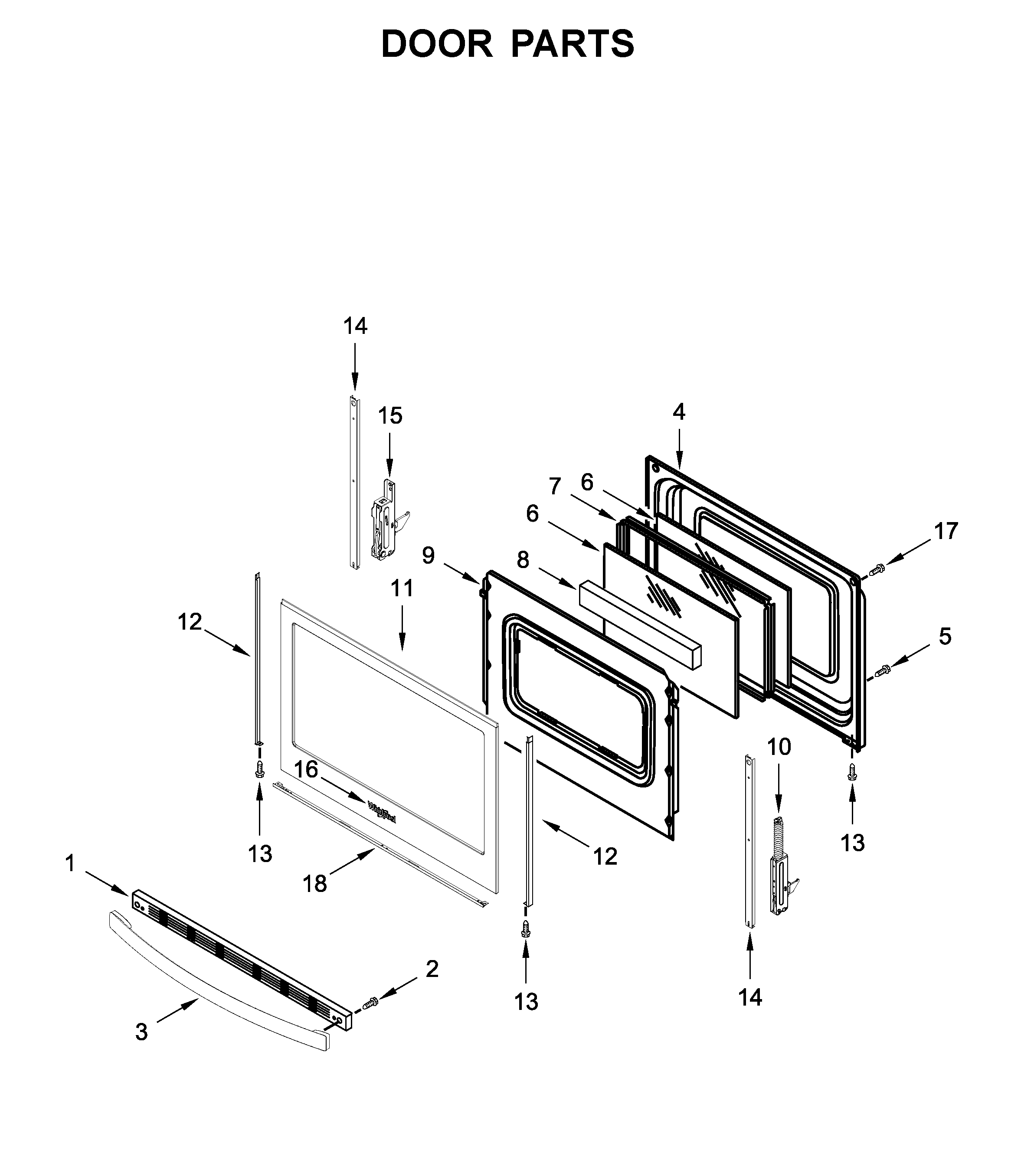Whirlpool WFG525S0HT1 door parts diagram