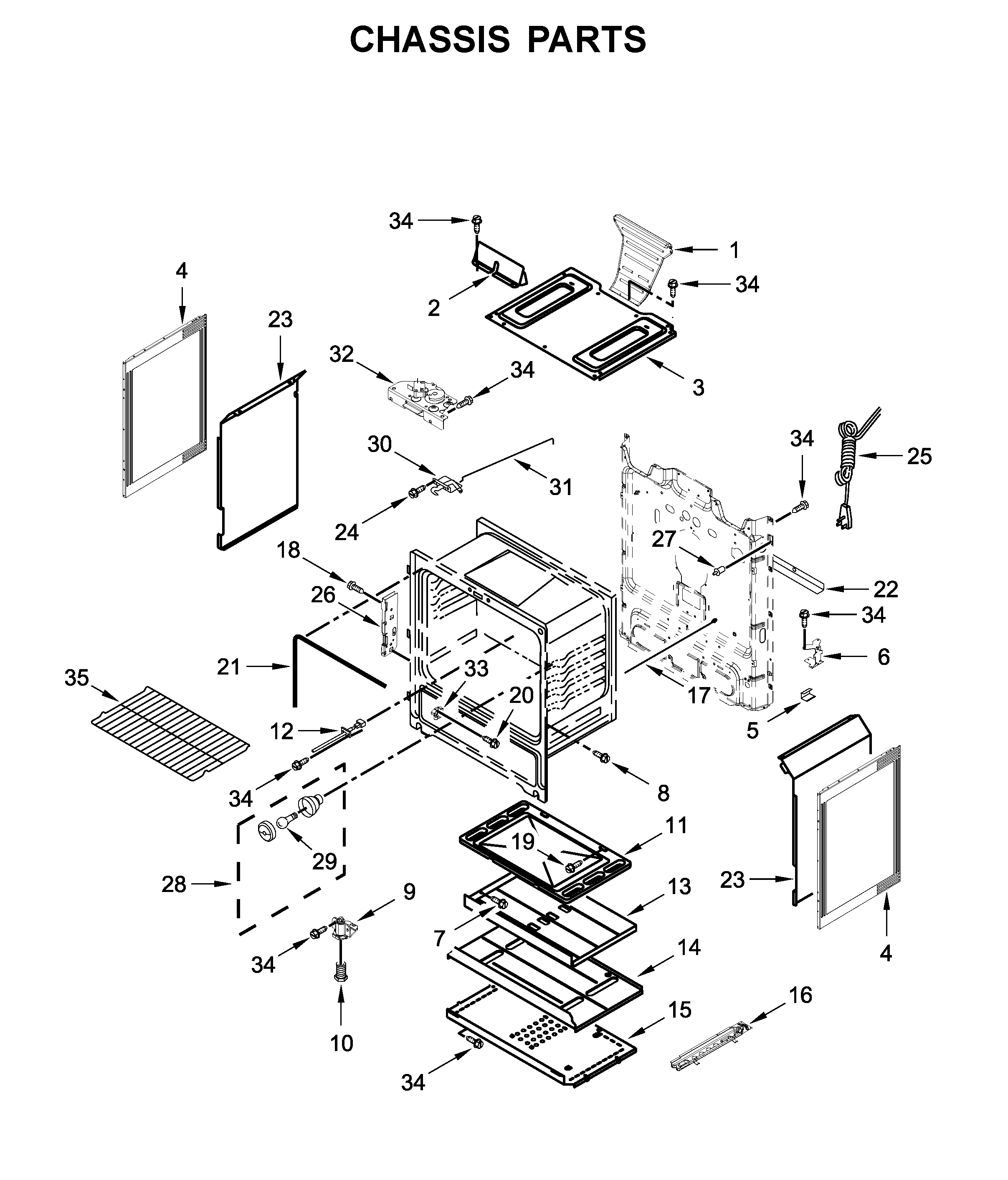 Maytag MGR6600FW1 chassis parts diagram
