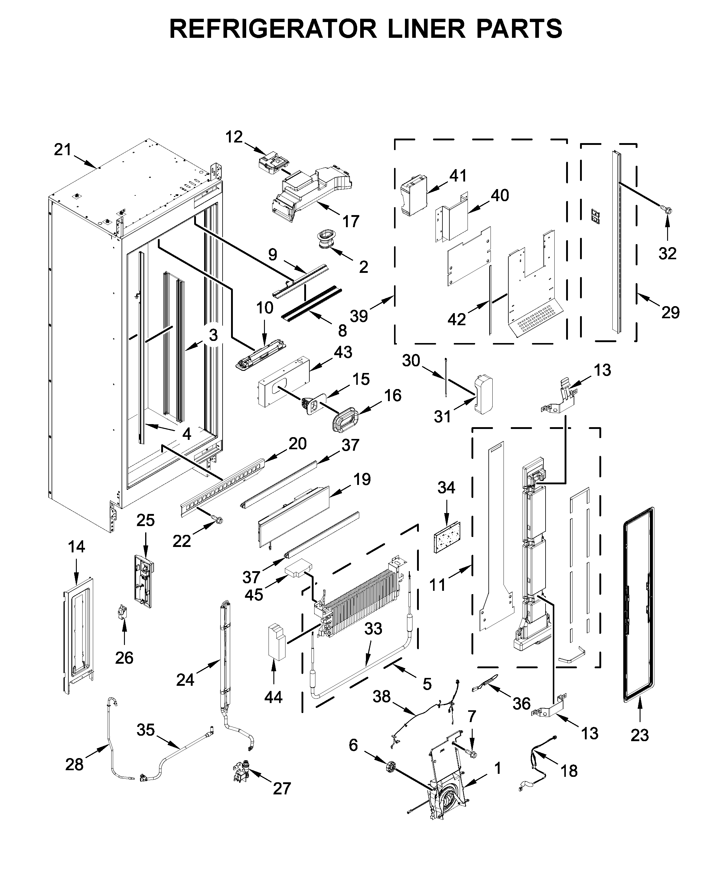 Jenn-Air JBRFR24IGX00 refrigerator liner parts diagram