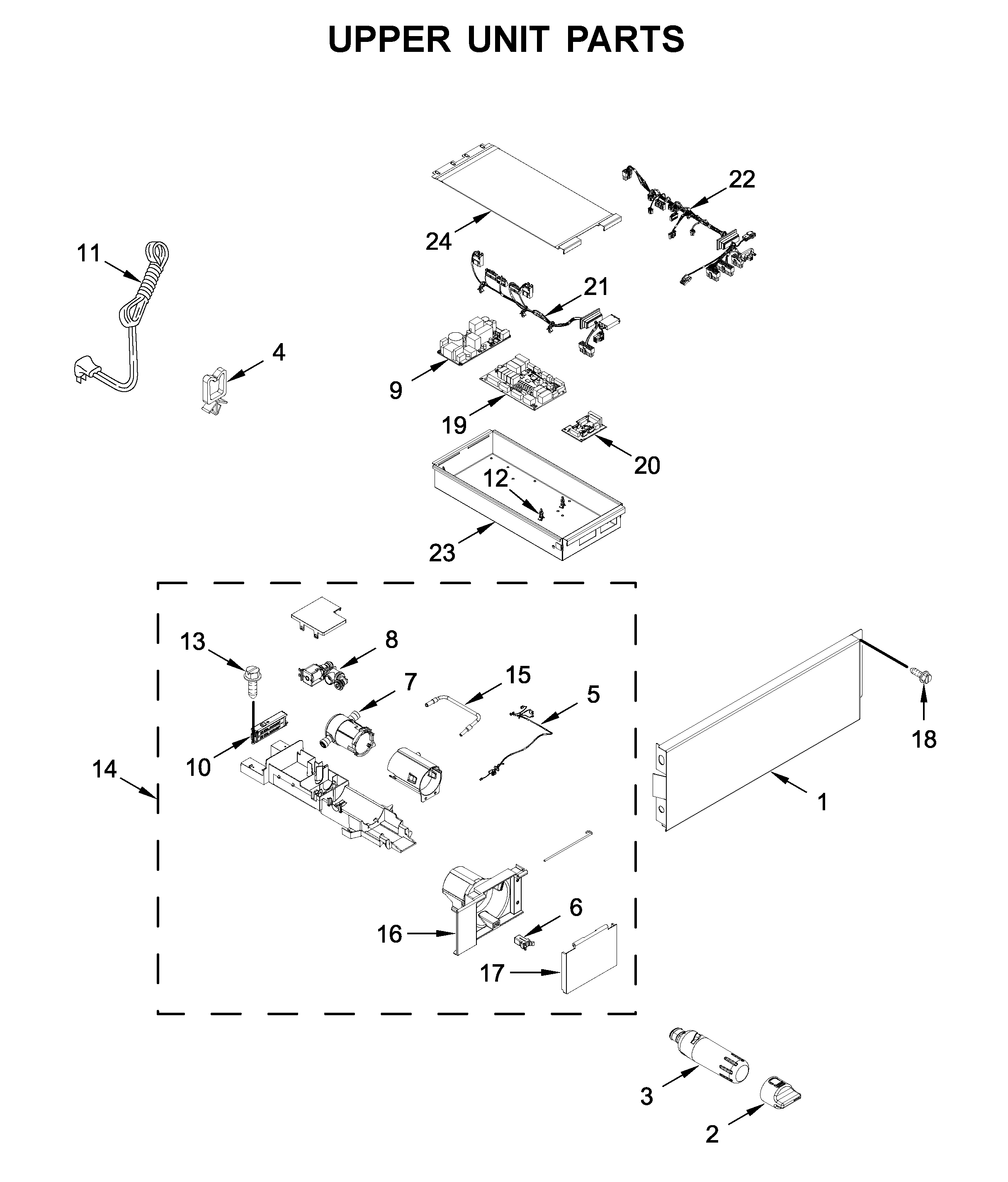 Jenn-Air JBRFR24IGX00 upper unit parts diagram