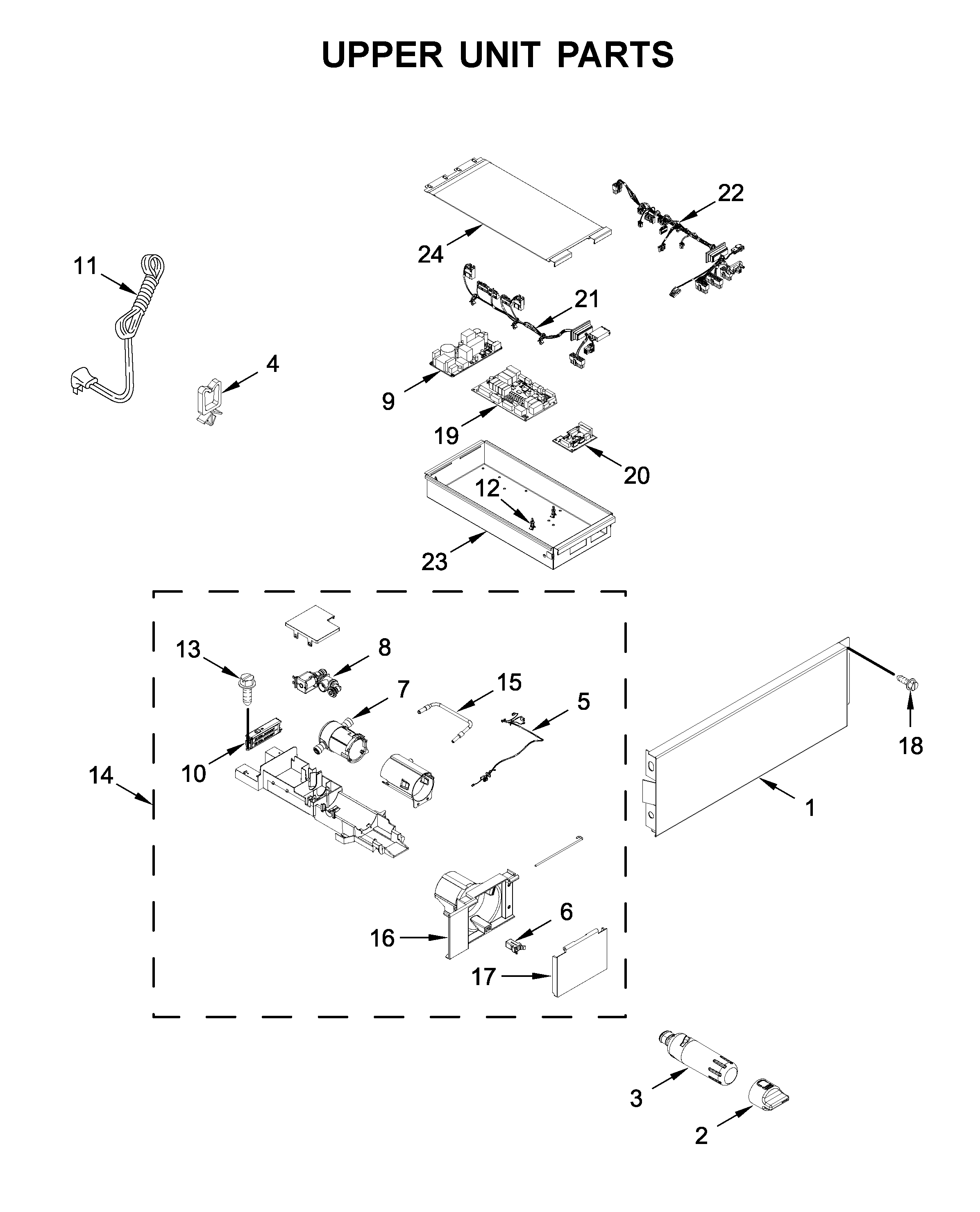 Jenn-Air JBRFL24IGX00 upper unit parts diagram