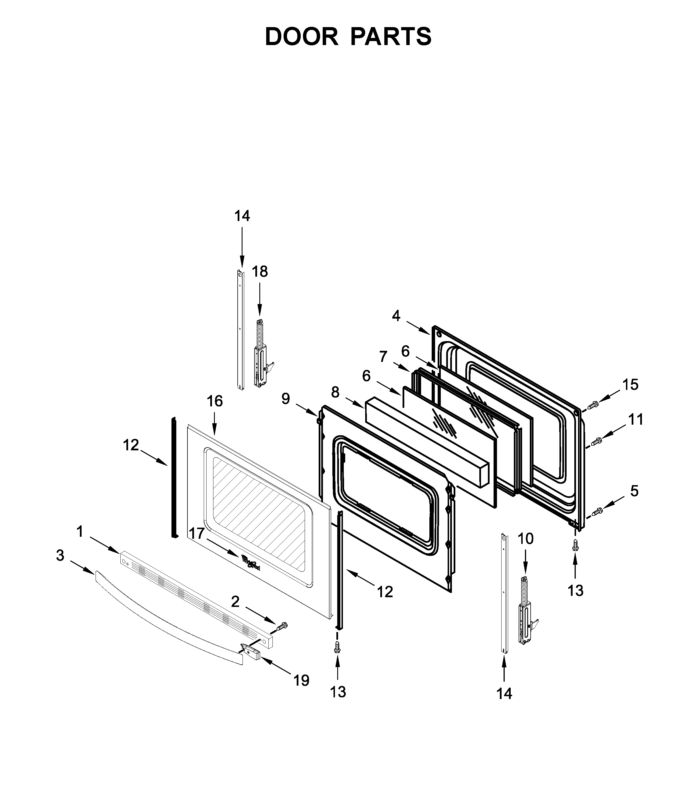 Whirlpool WEG515S0FV2 door parts diagram