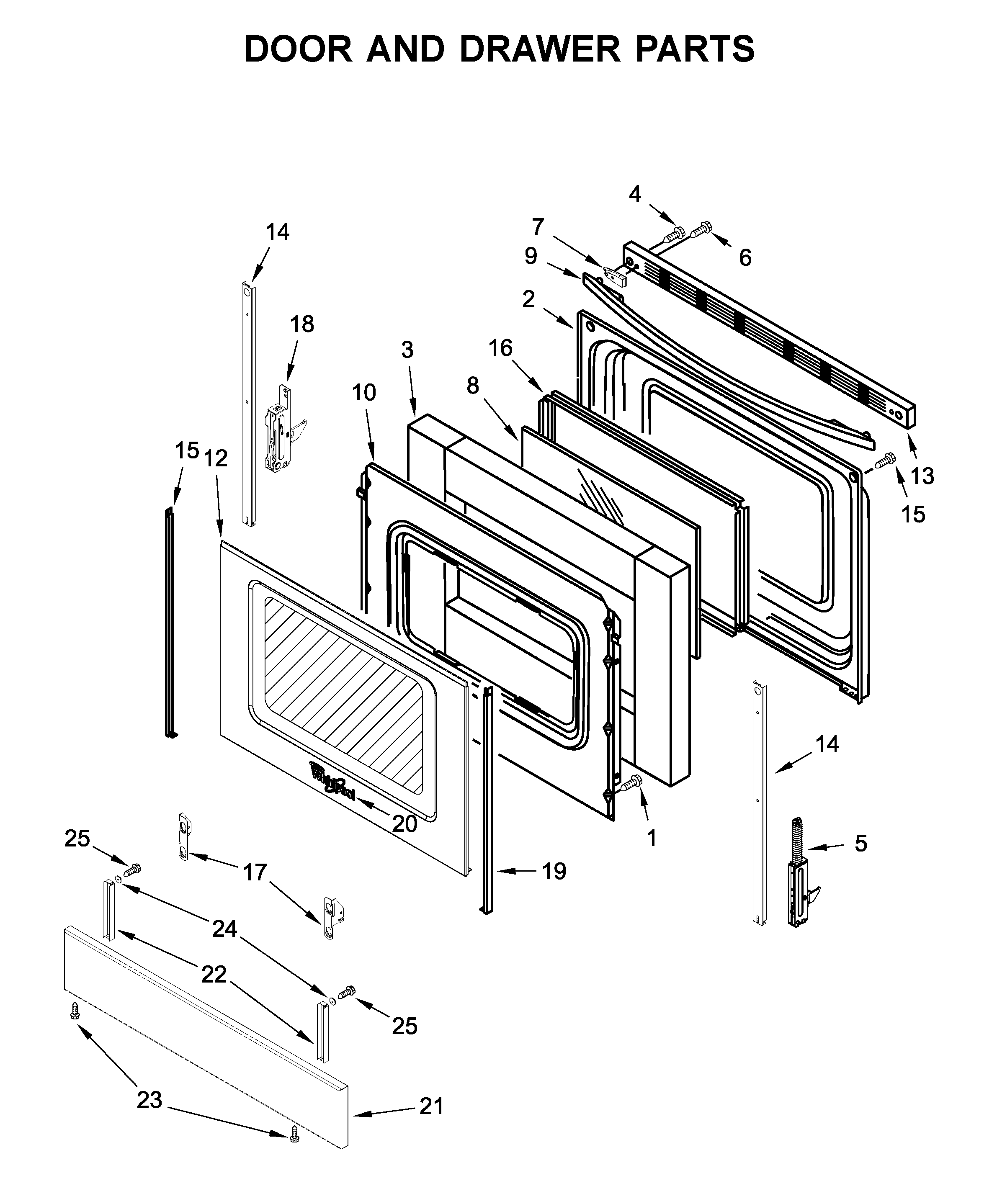 Whirlpool WEC310SAGS2 door and drawer parts diagram