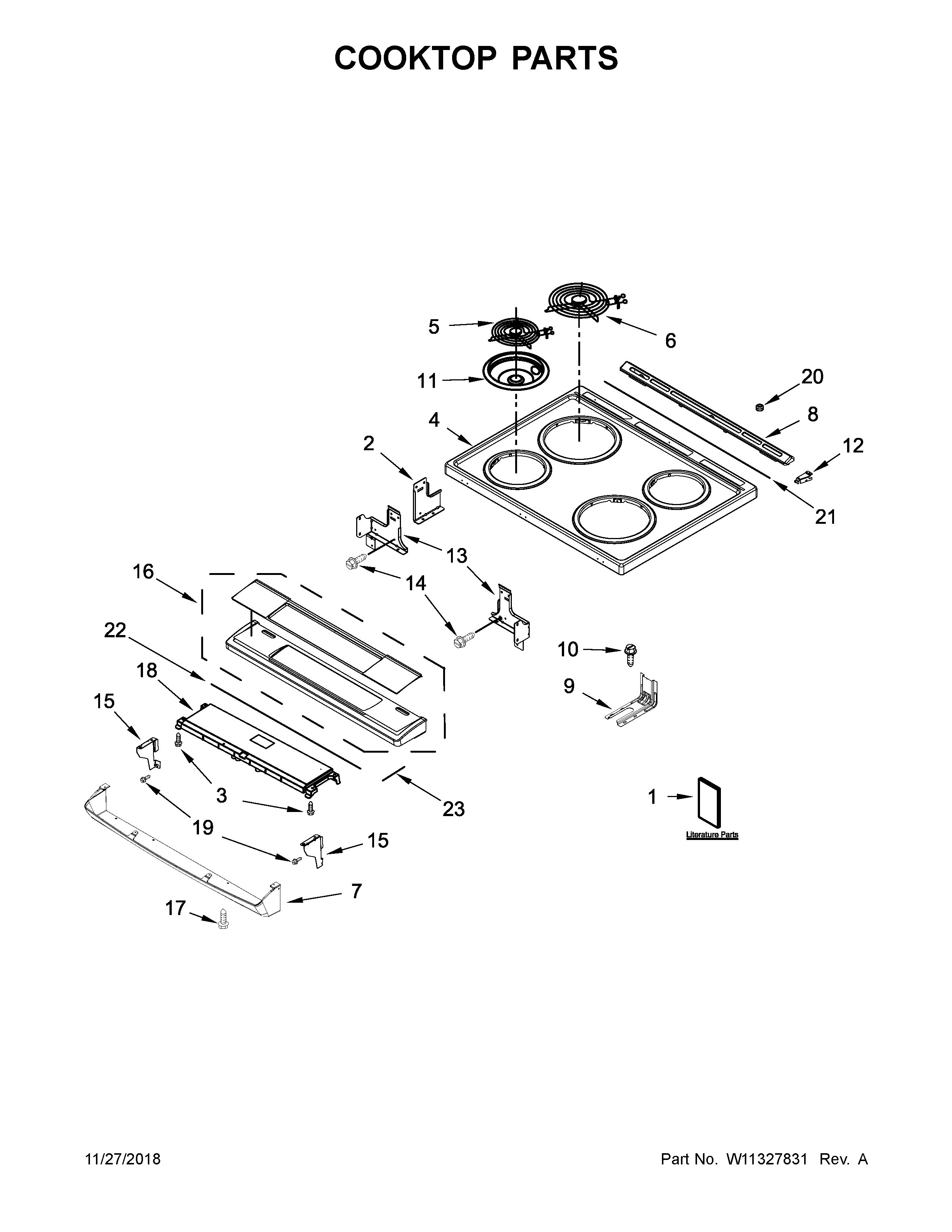 Whirlpool WEC310SAGB2 cooktop parts diagram