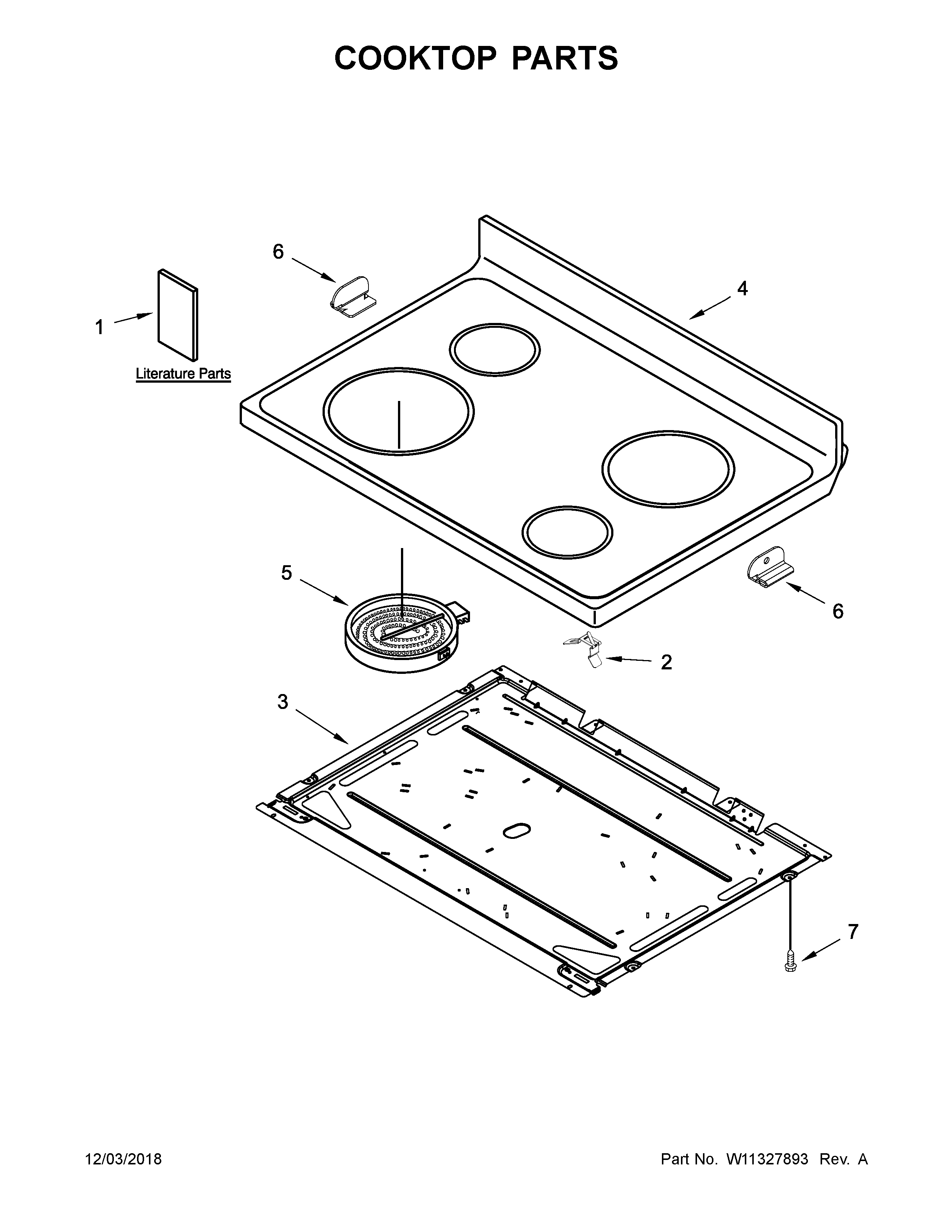 Whirlpool WFE520S0FS2 cooktop parts diagram