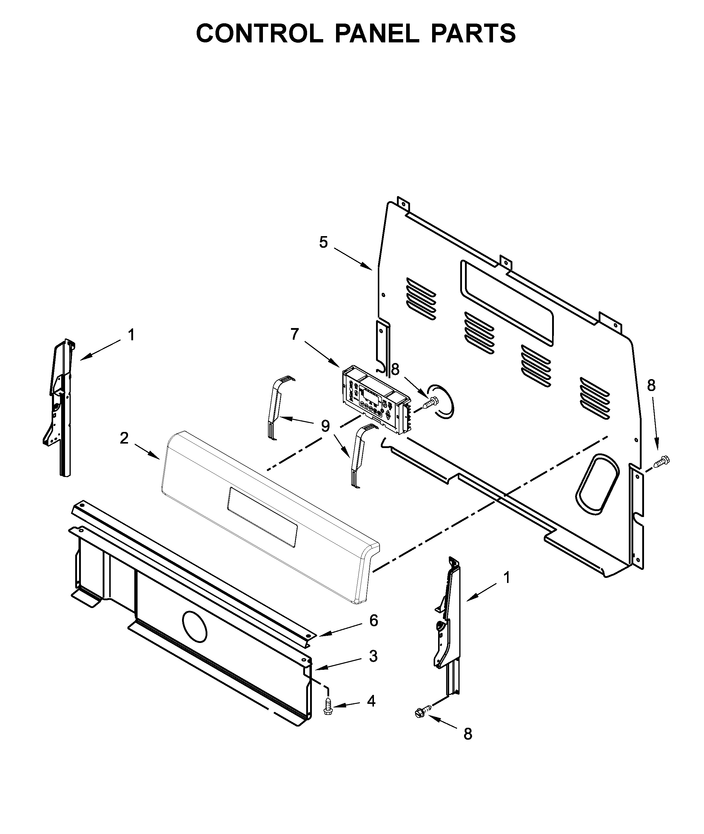 Whirlpool WFE520S0FS2 control panel parts diagram