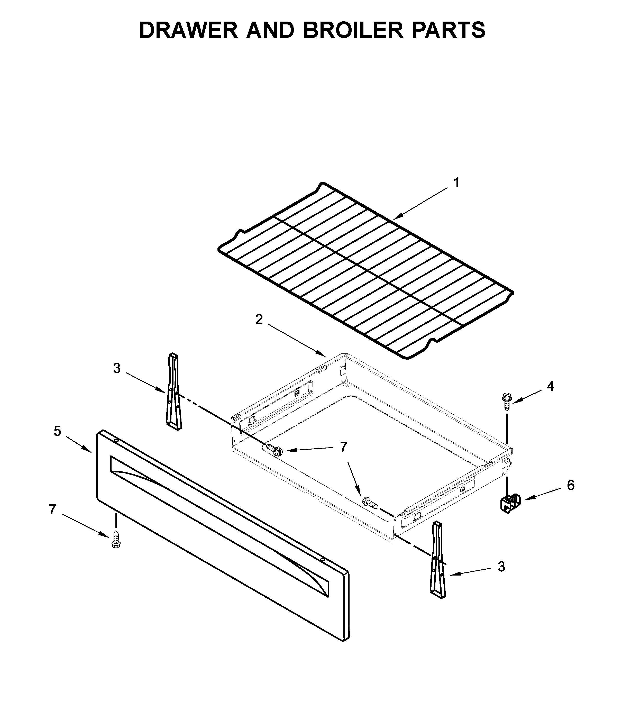 Whirlpool WFE520S0FS2 drawer and broiler parts diagram