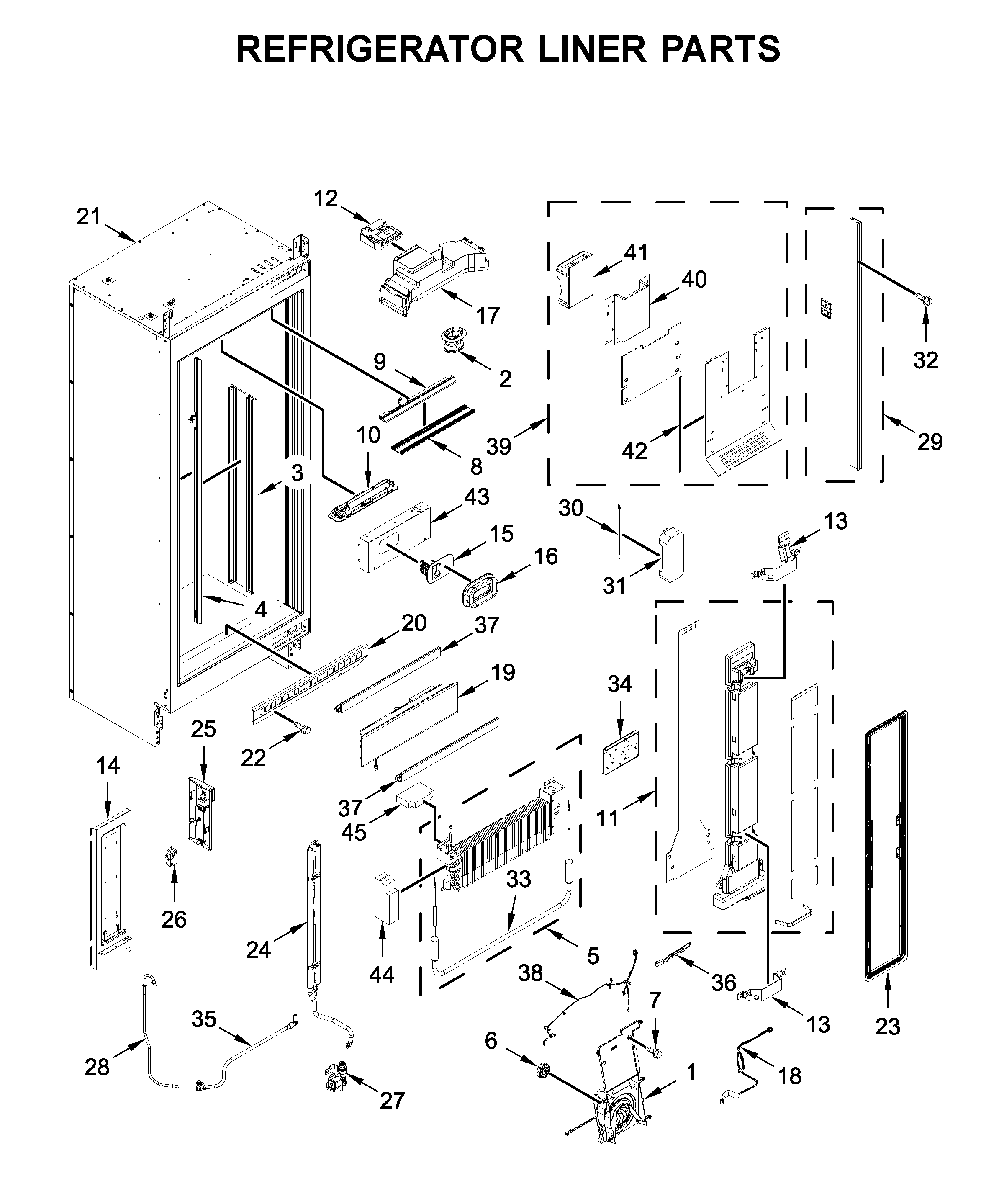 Jenn-Air JBRFR36IGX00 refrigerator liner parts diagram