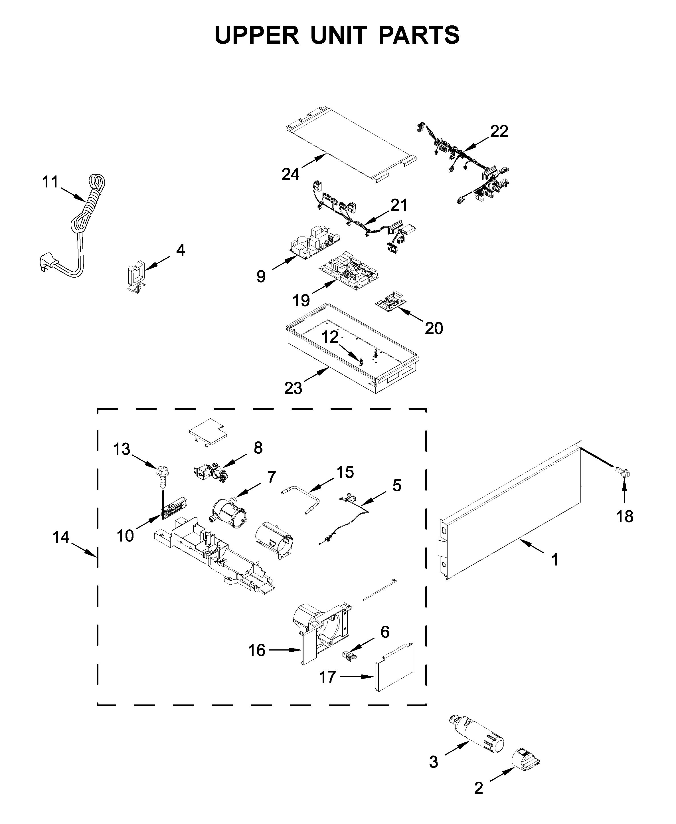 Jenn-Air JBRFR36IGX00 upper unit parts diagram
