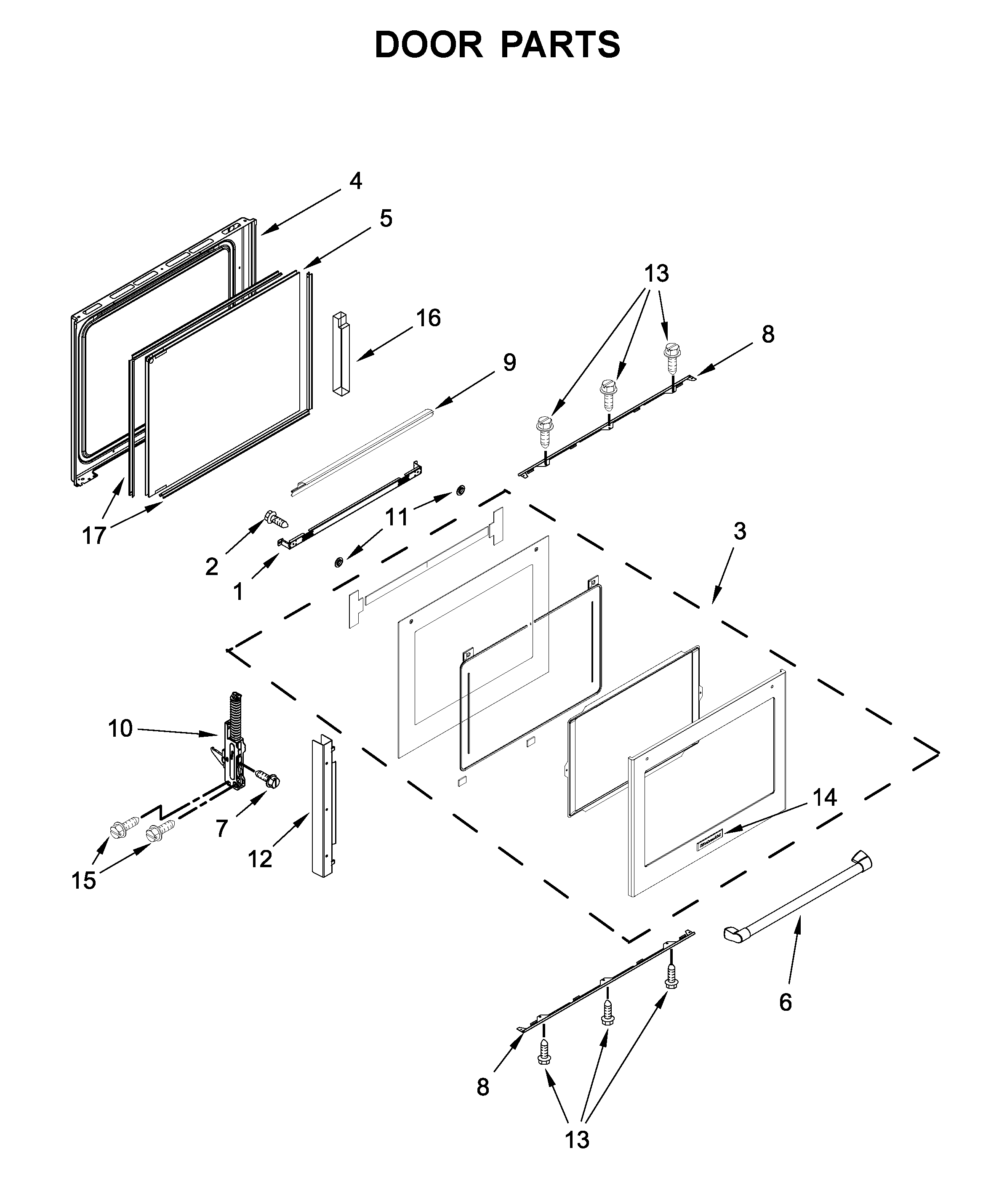 KitchenAid KSGB900ESS3 door parts diagram