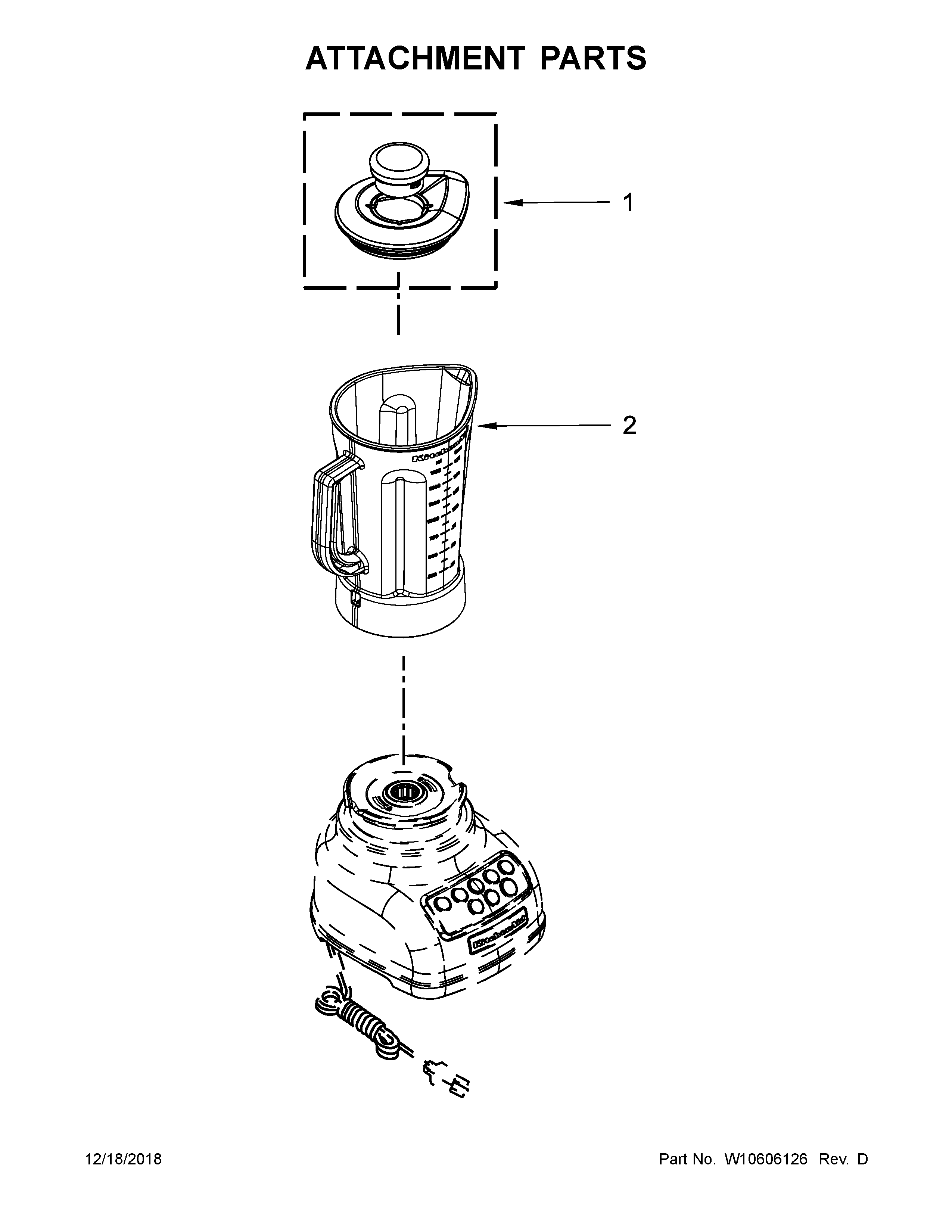 KitchenAid KSB1570AQ0 attachment parts diagram
