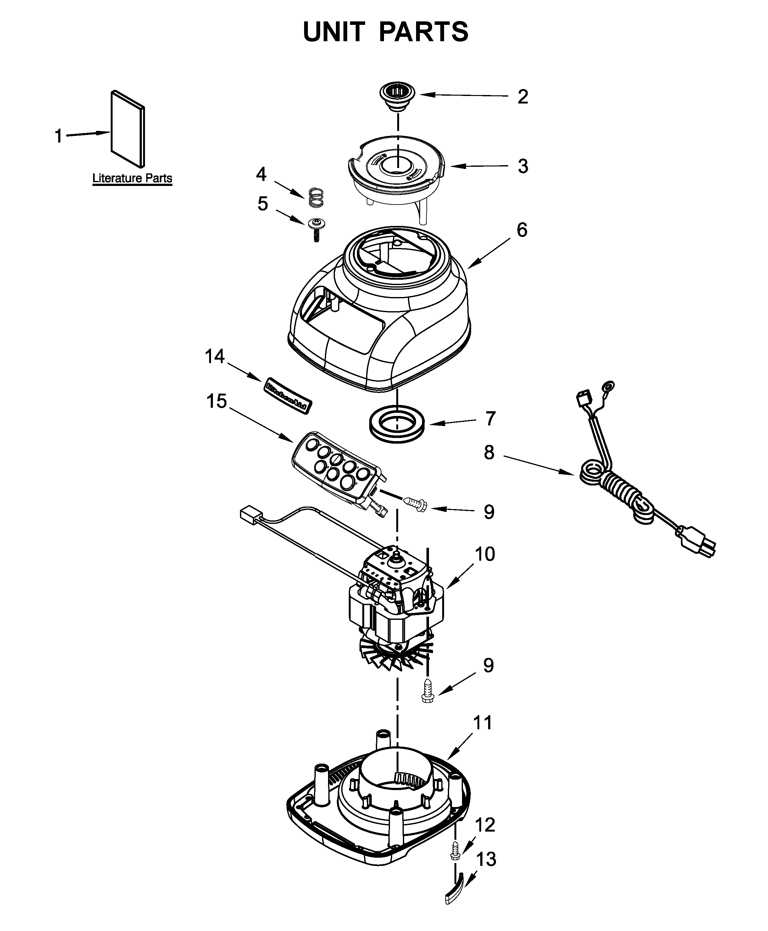 KitchenAid KSB1570AQ0 unit parts diagram