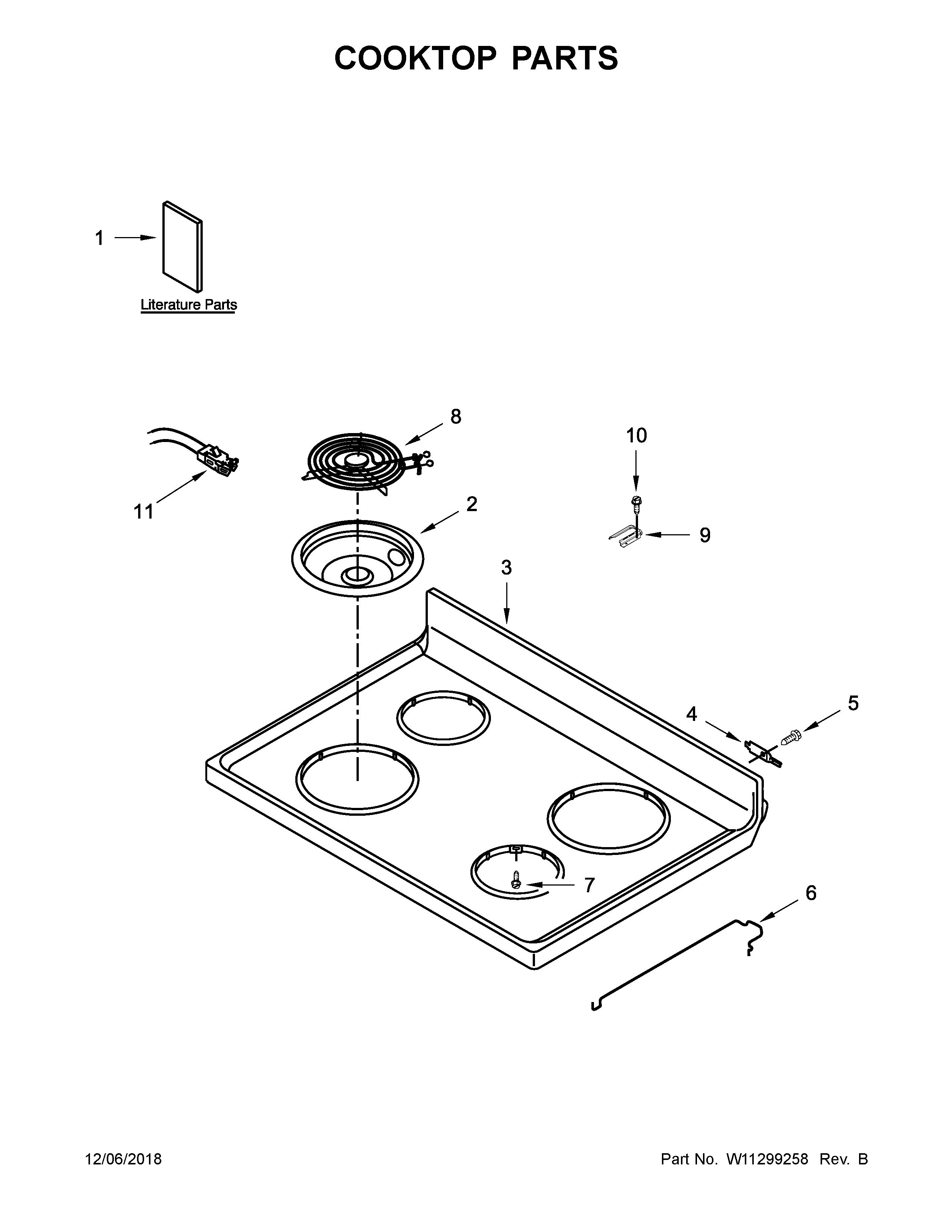 Whirlpool WFC310S0ES3 cooktop parts diagram