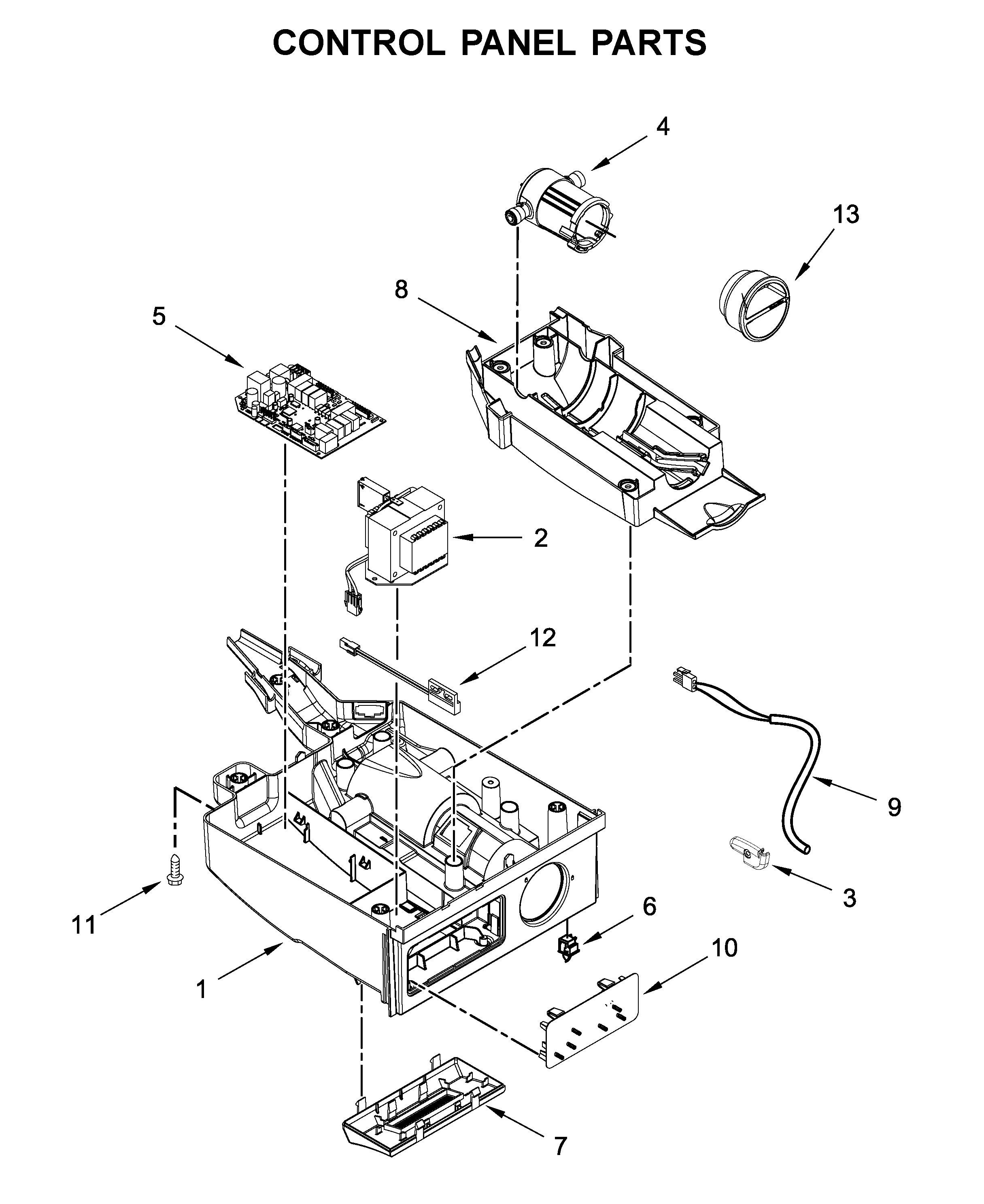 KitchenAid KUID508ESS2 control panel parts diagram