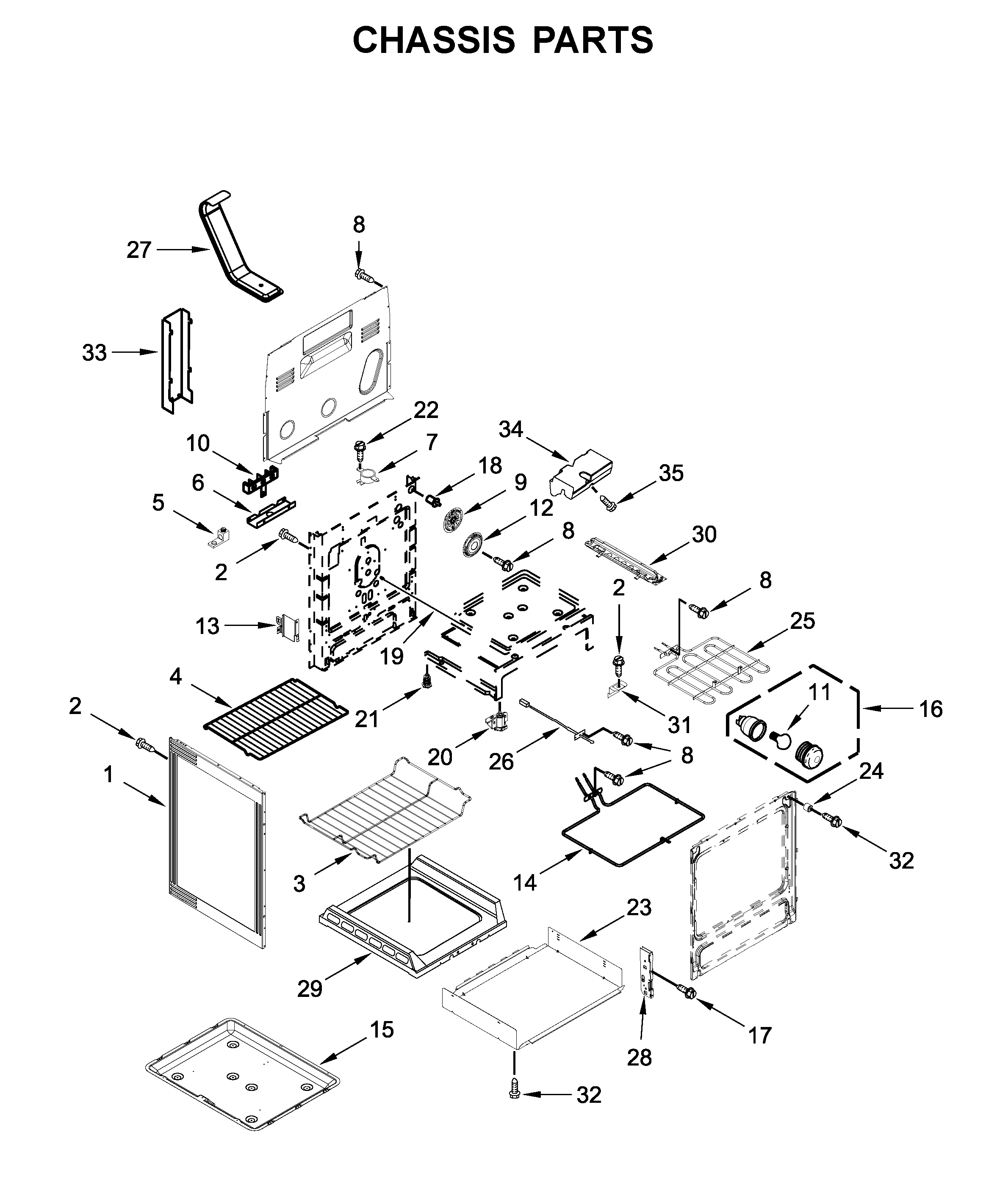 Maytag MER8800HK0 chassis parts diagram