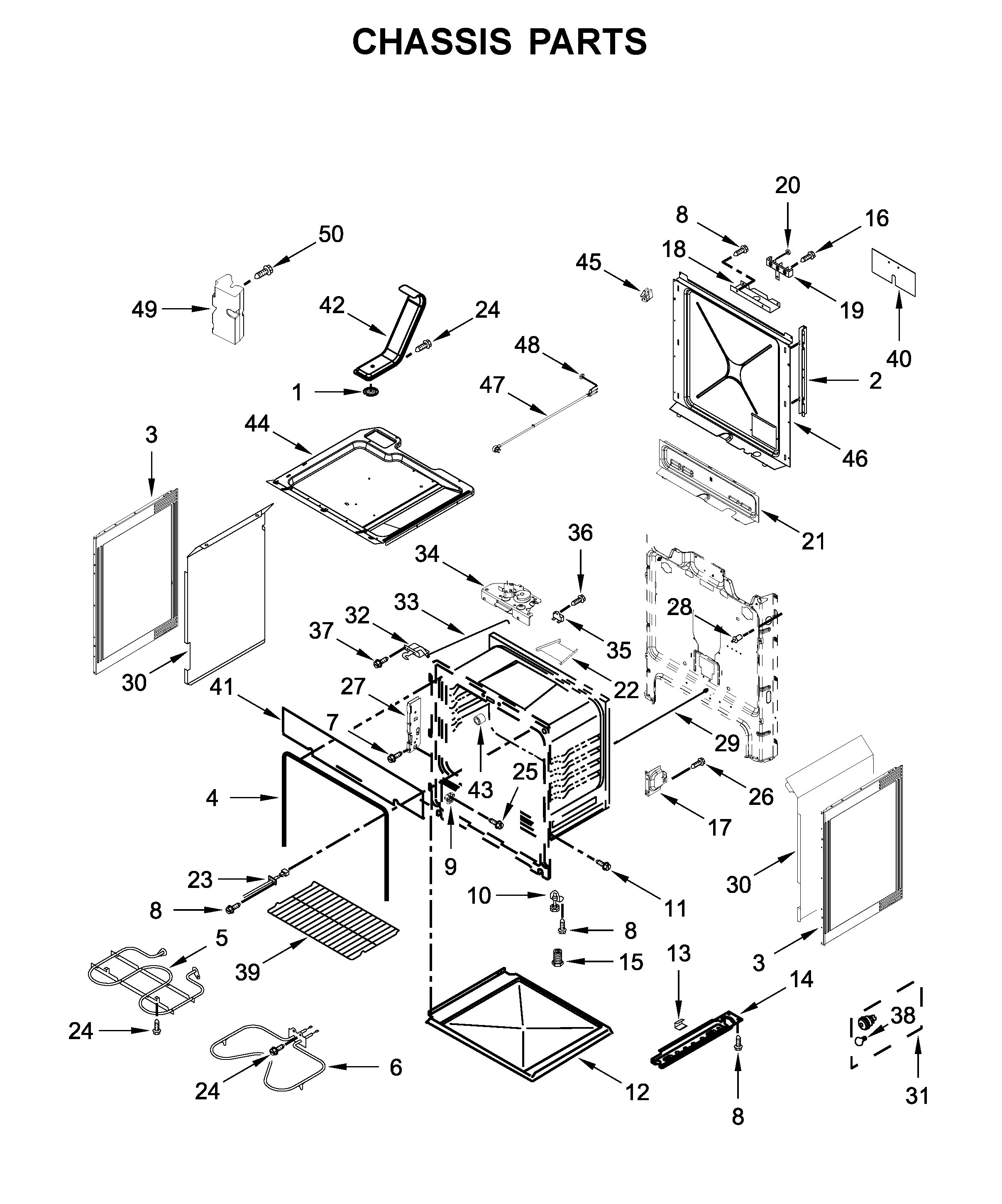 Amana YAES6603SFS2 chassis parts diagram