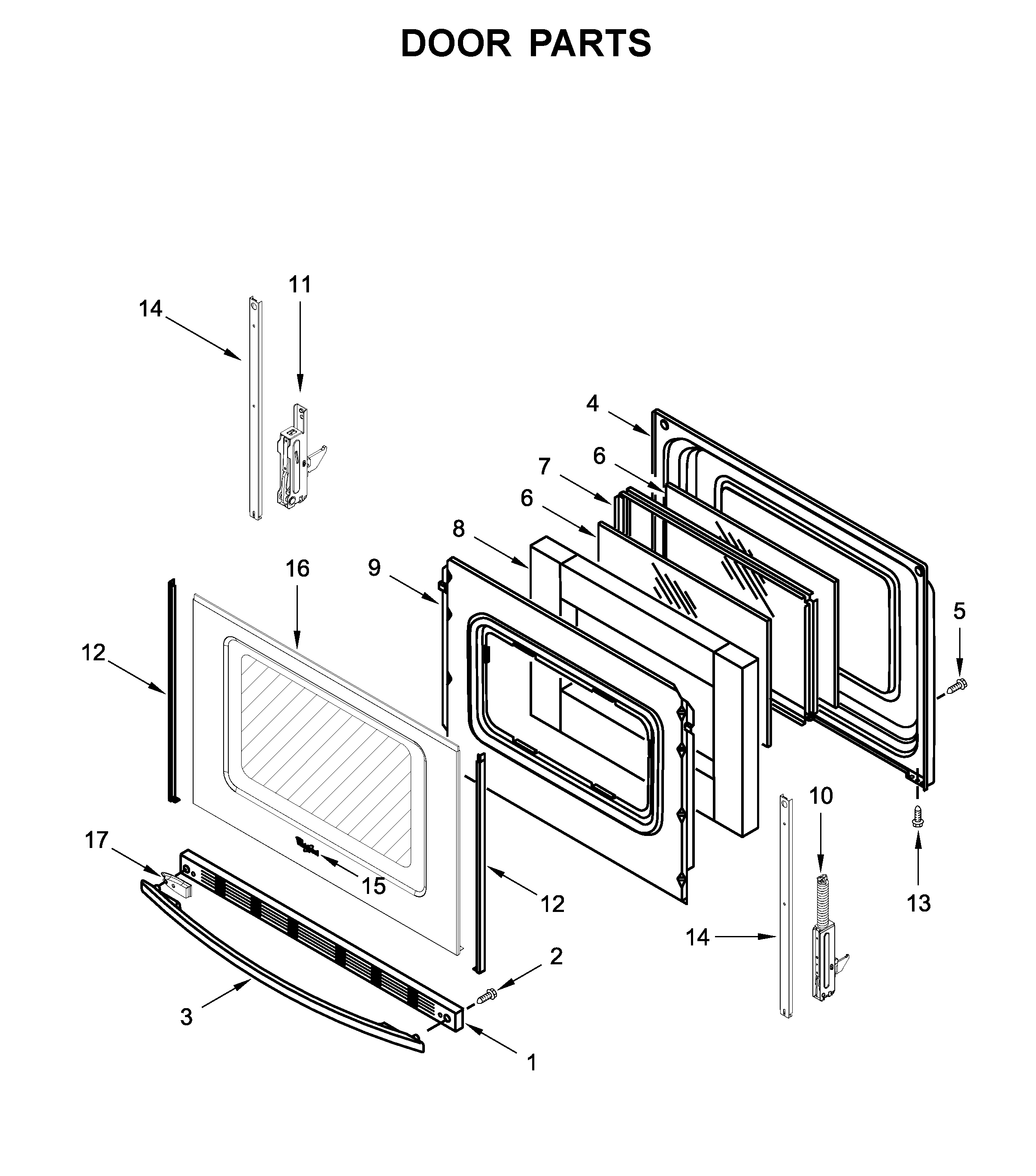 Whirlpool WFG520S0FS1 door parts diagram