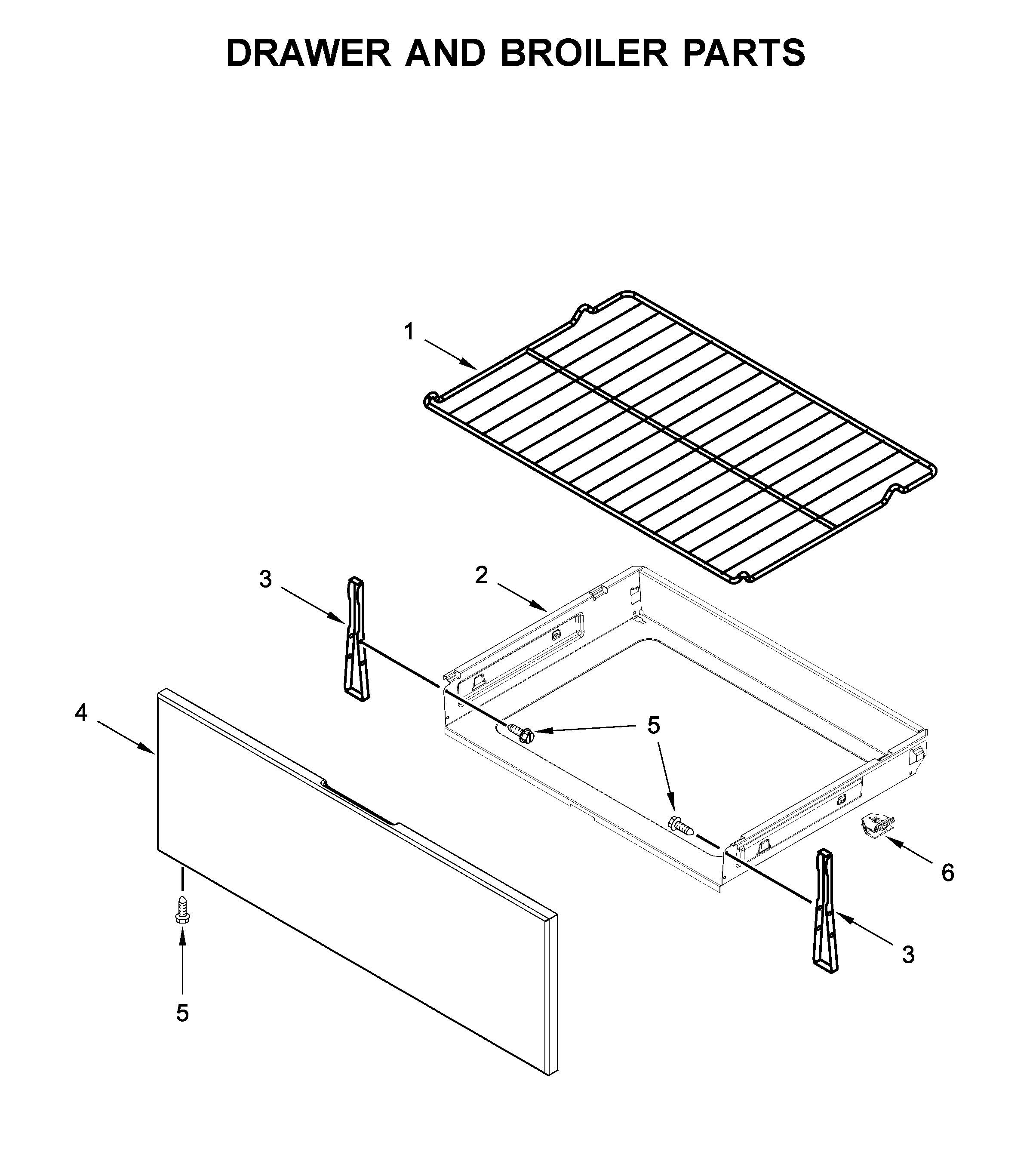 Whirlpool WFG520S0FS1 drawer and broiler parts diagram