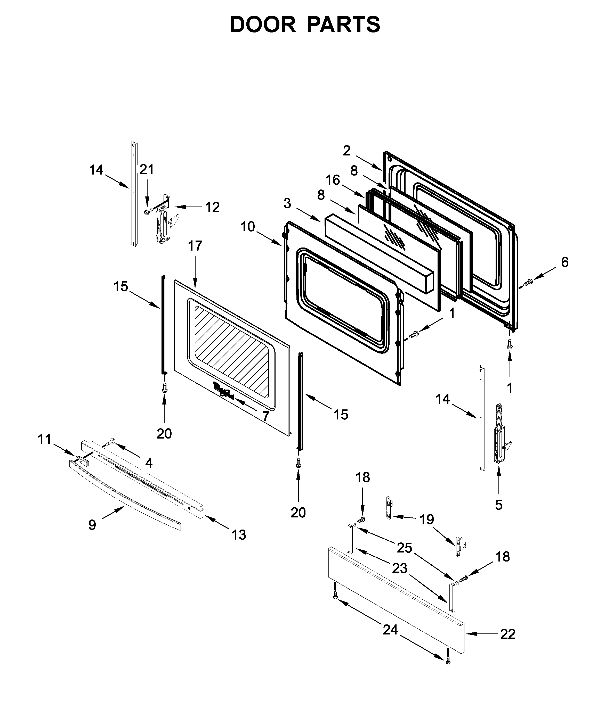 Whirlpool WEE510SAGS1 door parts diagram