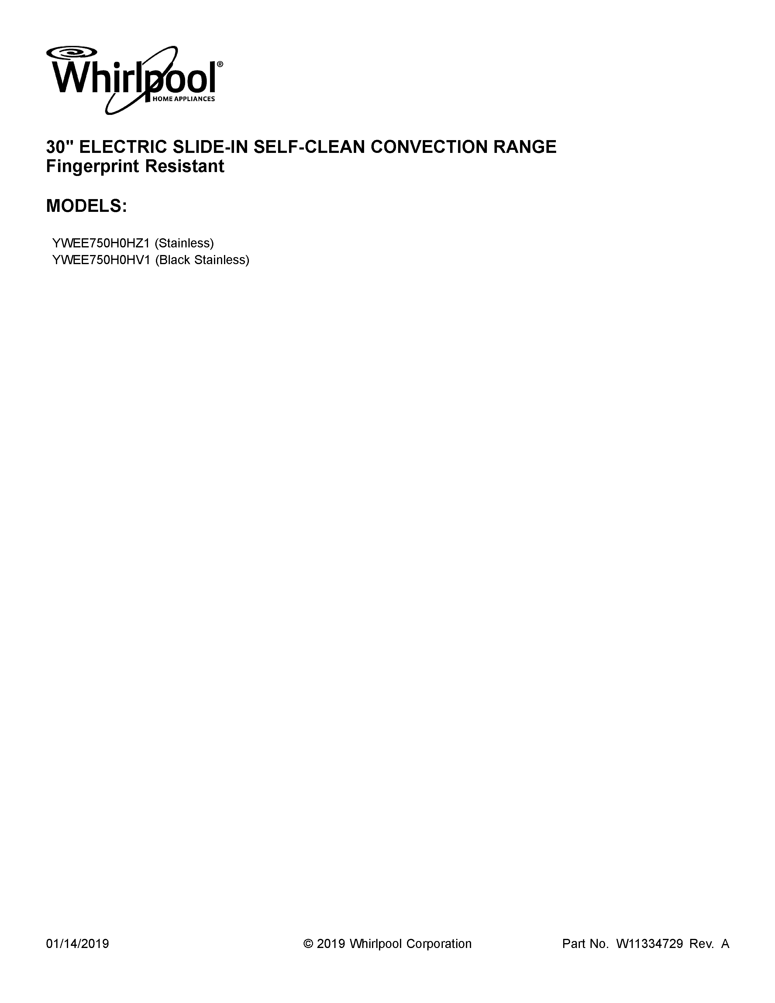 Whirlpool YWEE750H0HZ1 cover sheet diagram