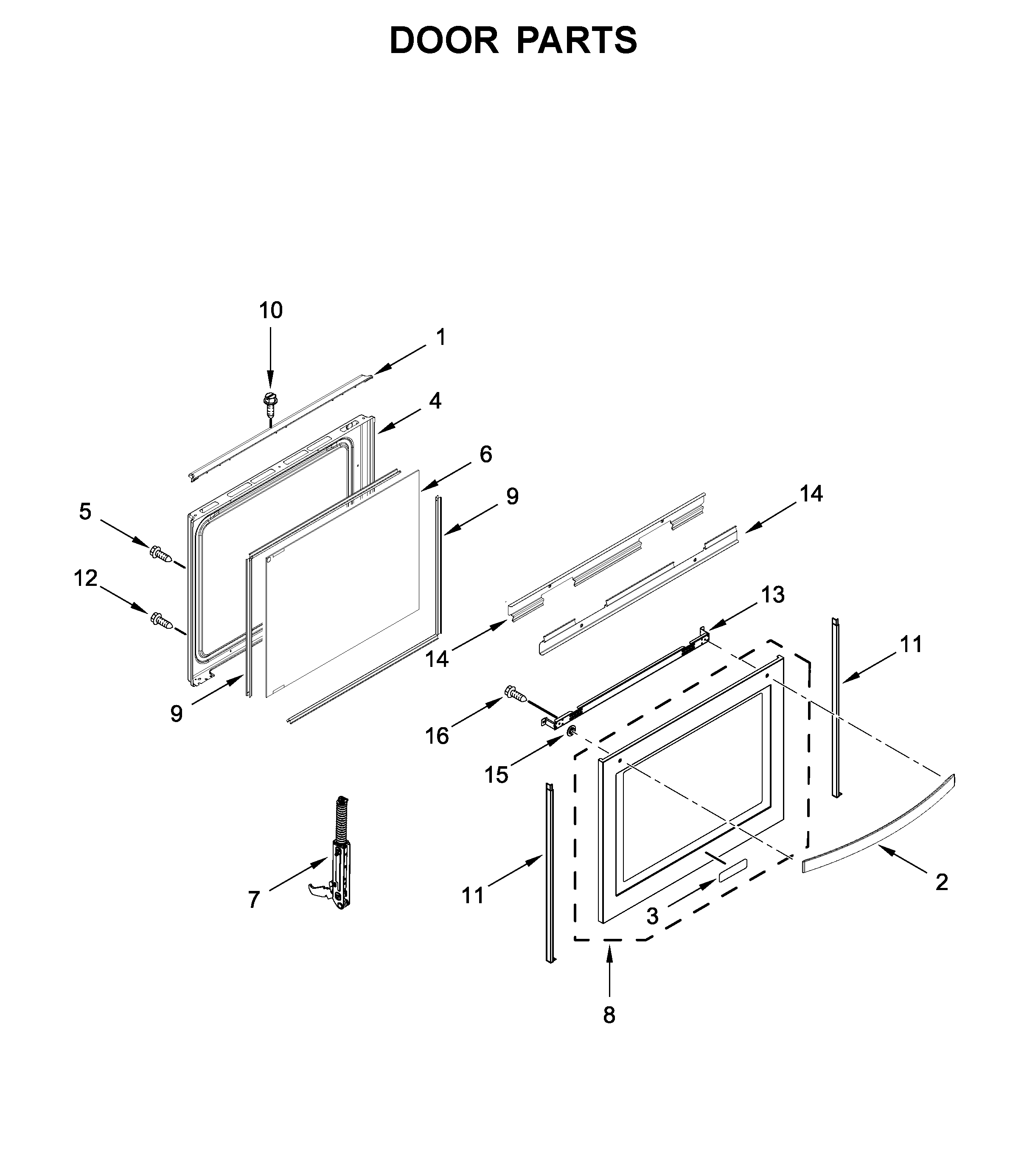 Whirlpool YWEE750H0HZ1 door parts diagram