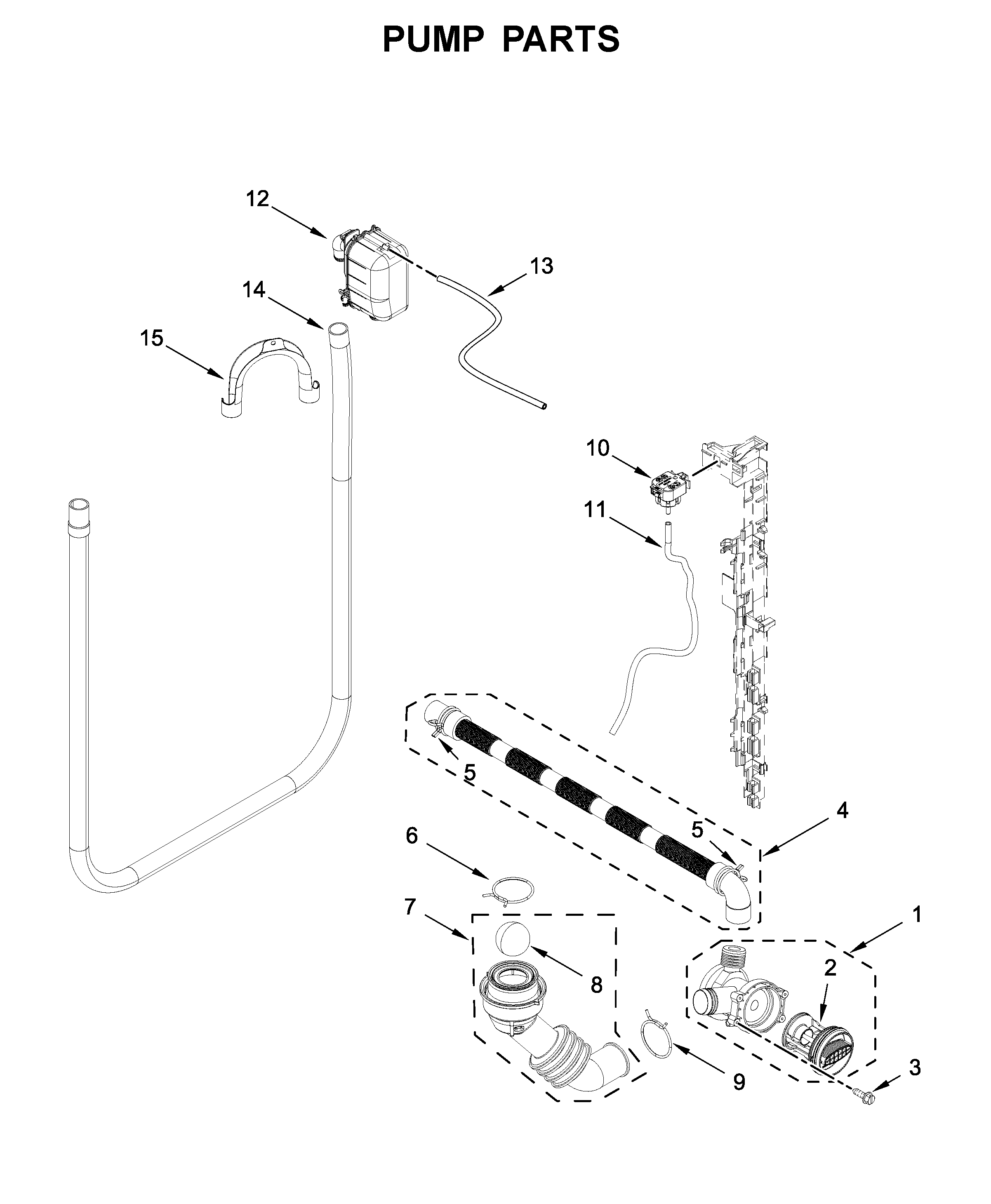 Whirlpool WFW5090GW0 pump parts diagram