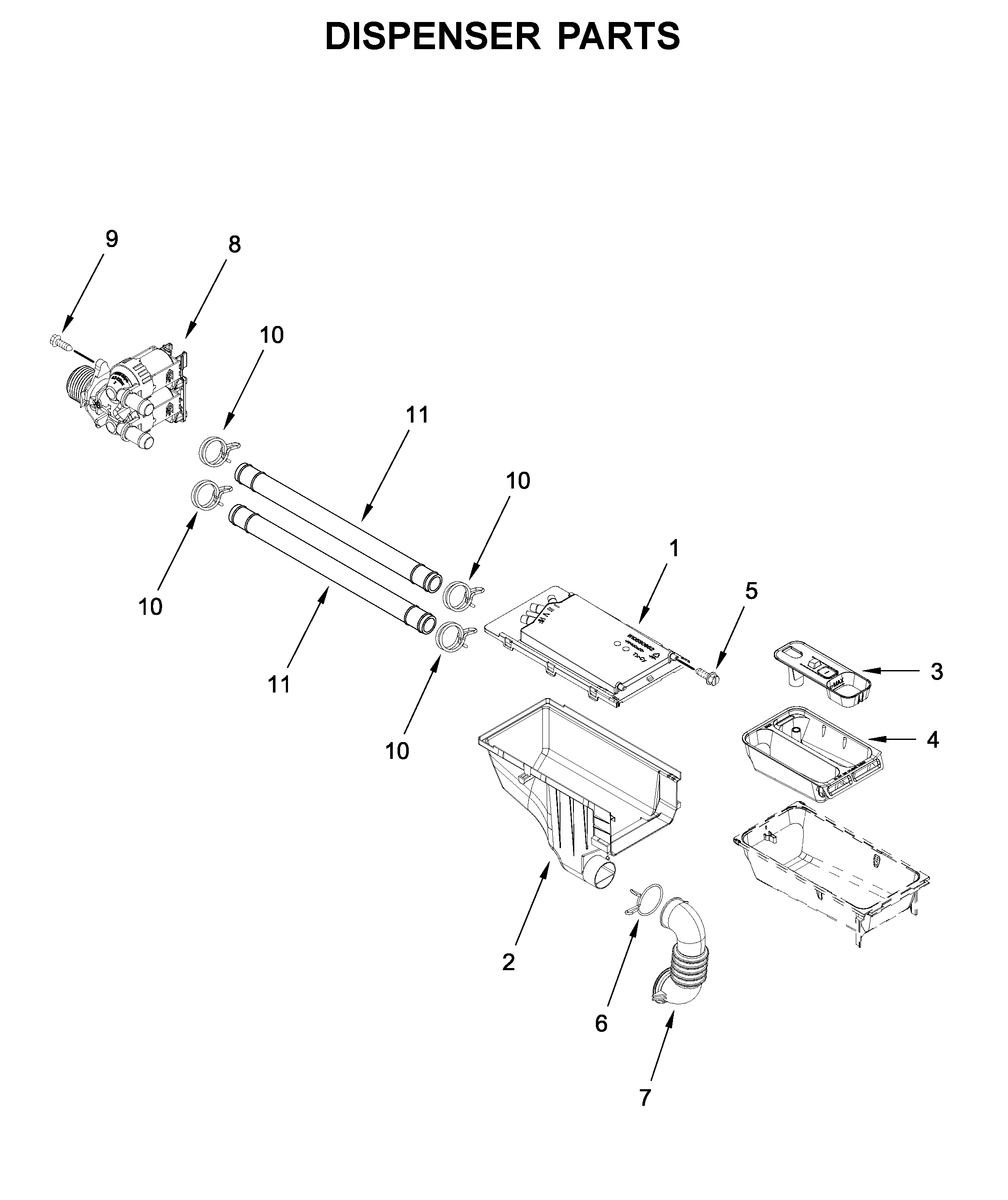 Whirlpool WFW5090GW0 dispenser parts diagram