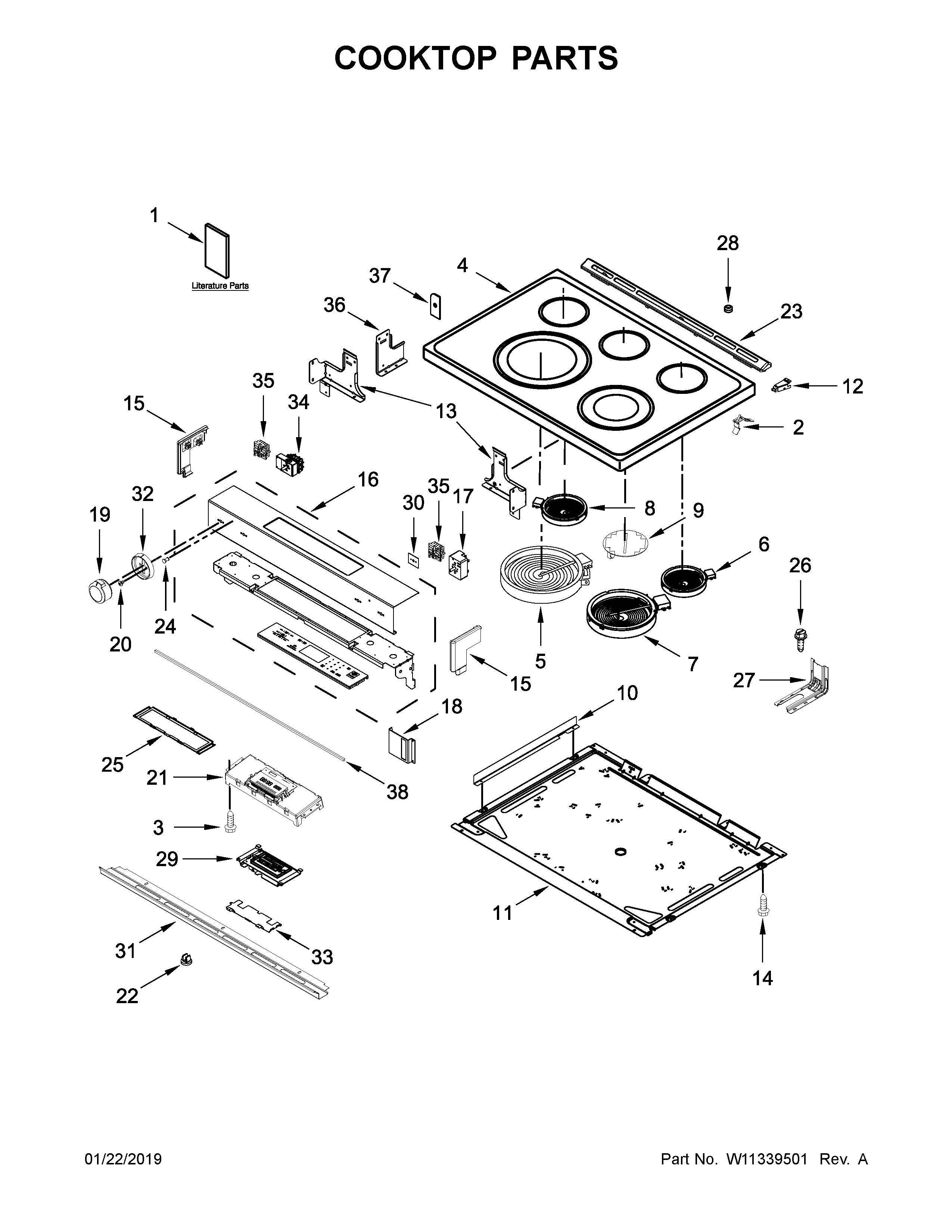 KitchenAid YKSEB900EWH3 cooktop parts diagram