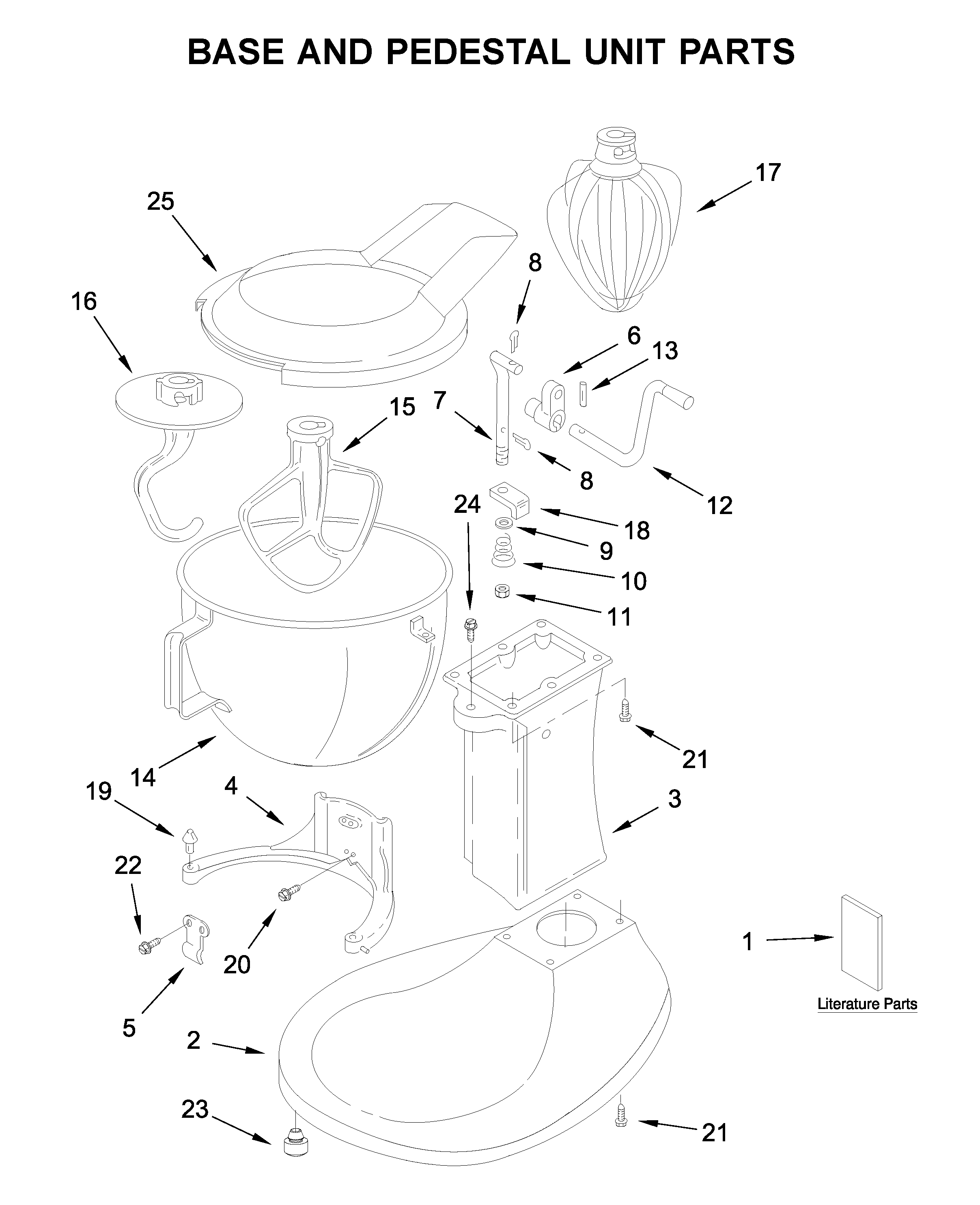 KitchenAid 5KPM5CSM0 base and pedestal unit parts diagram