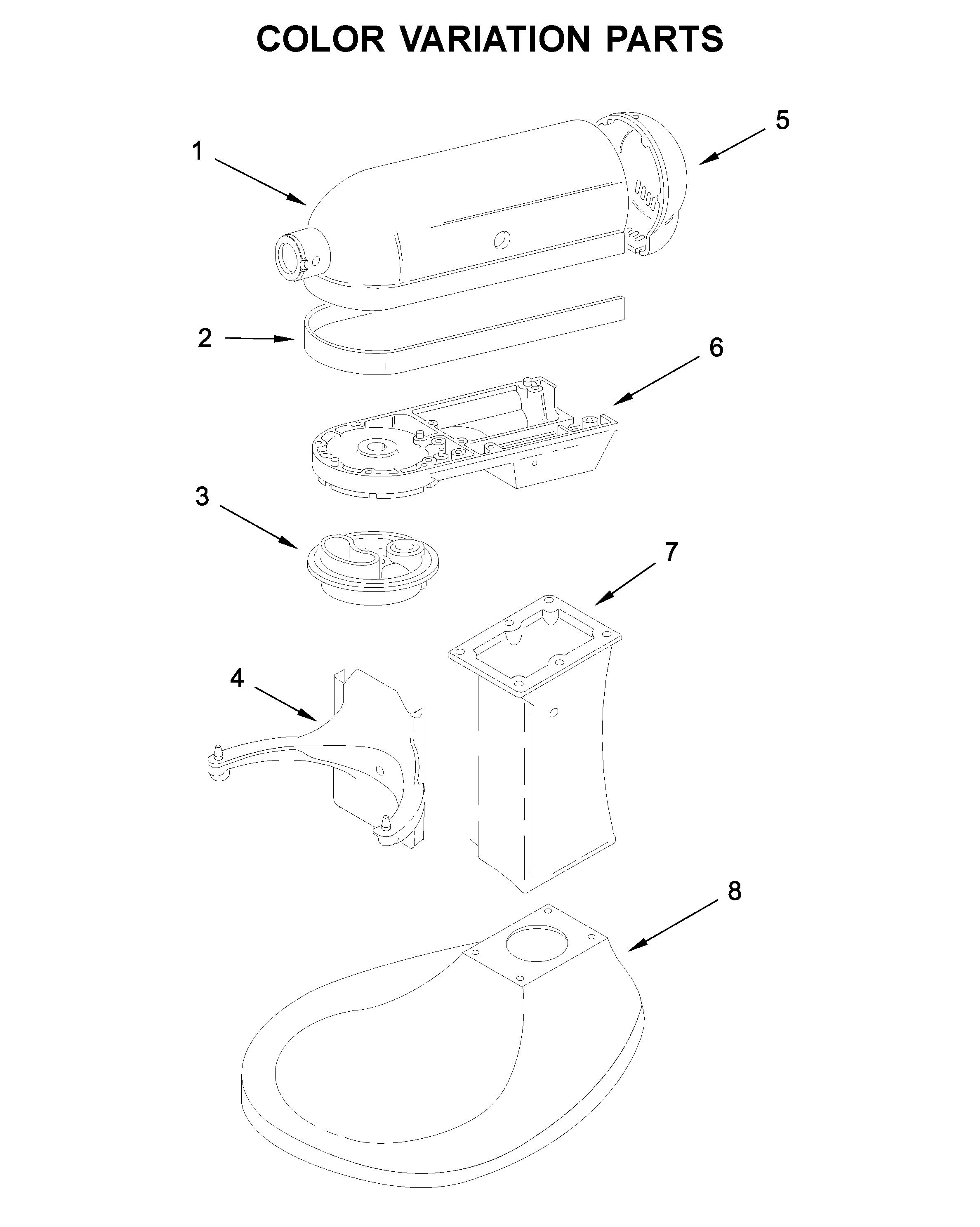 KitchenAid 5KPM5CSM0 color variation parts diagram