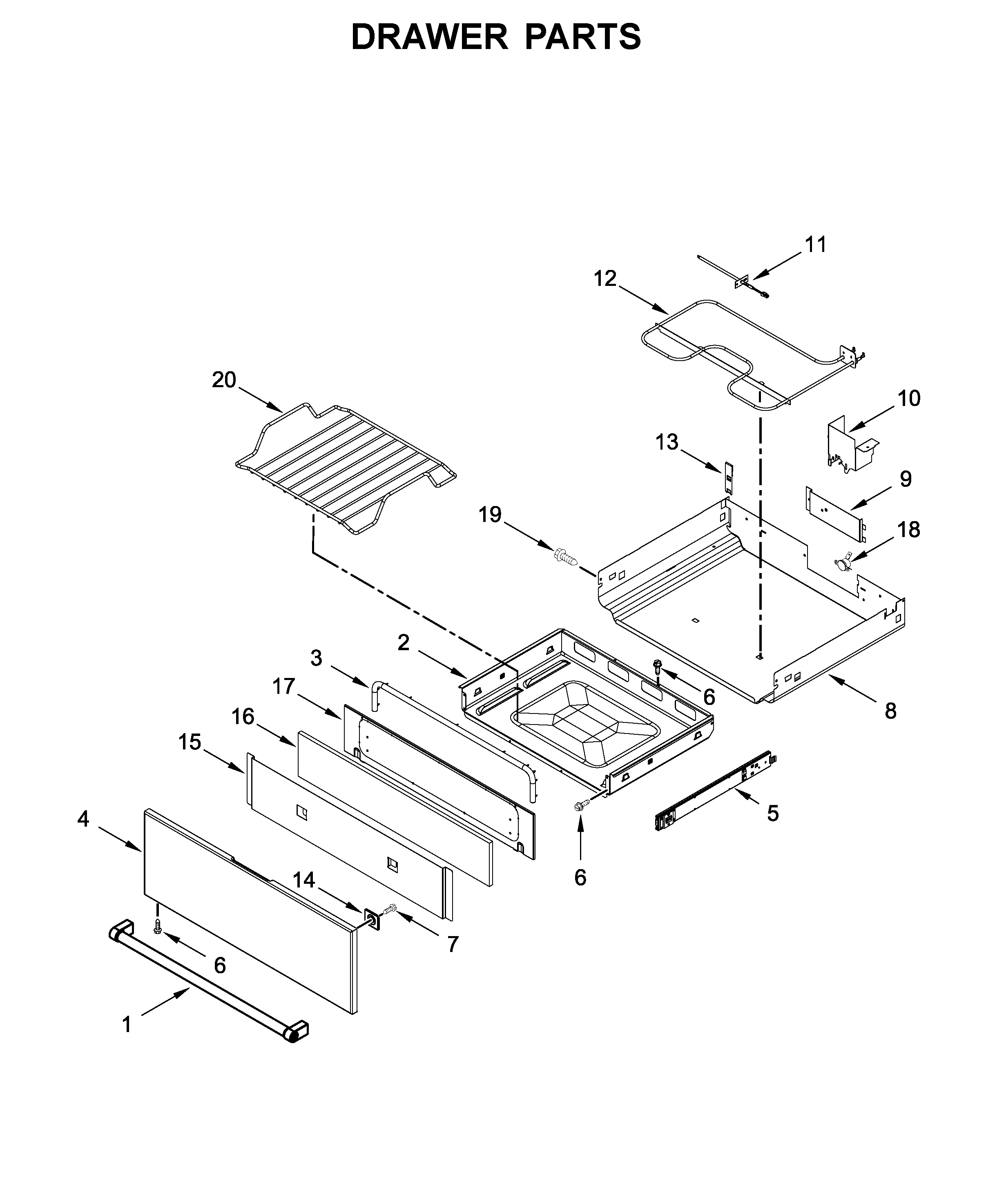 KitchenAid YKSEB900ESS3 drawer parts diagram
