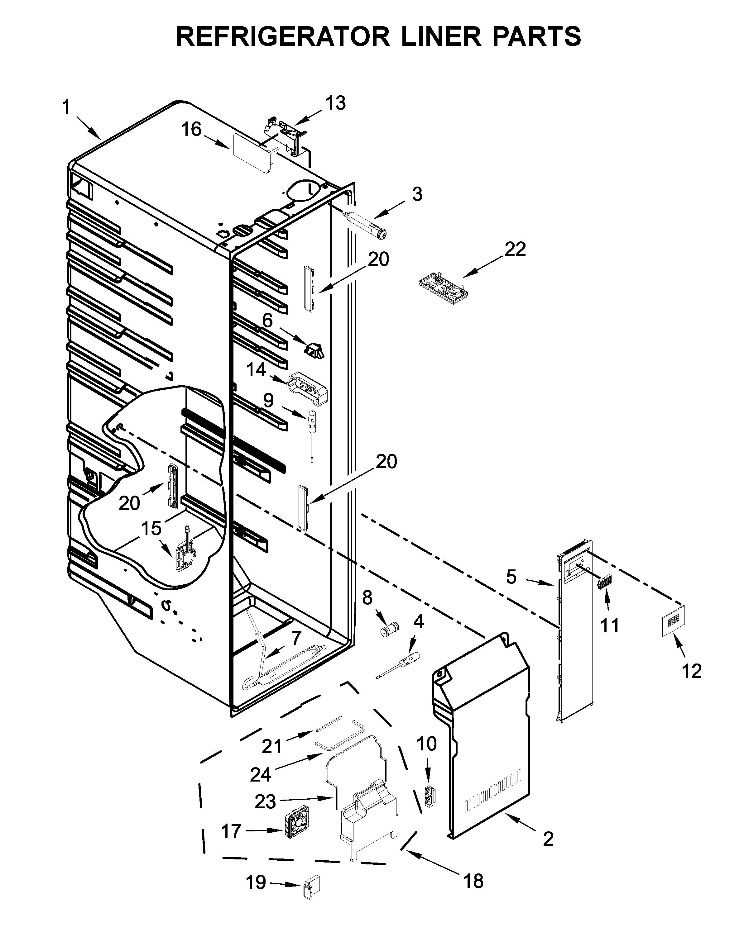KitchenAid KRSC500ESS01 refrigerator liner parts diagram