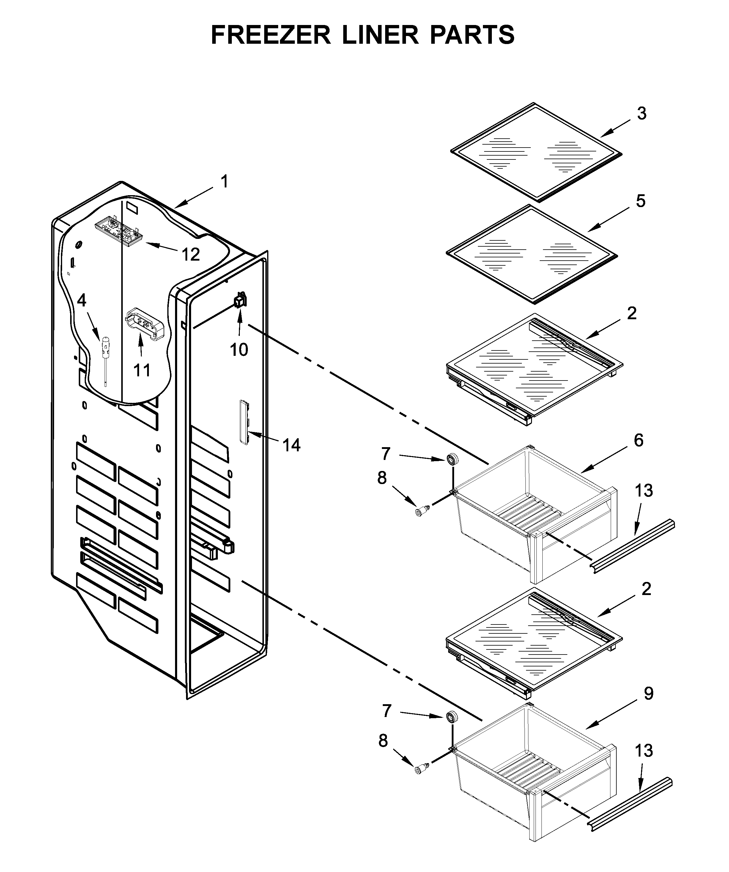 KitchenAid KRSC500ESS01 freezer liner parts diagram