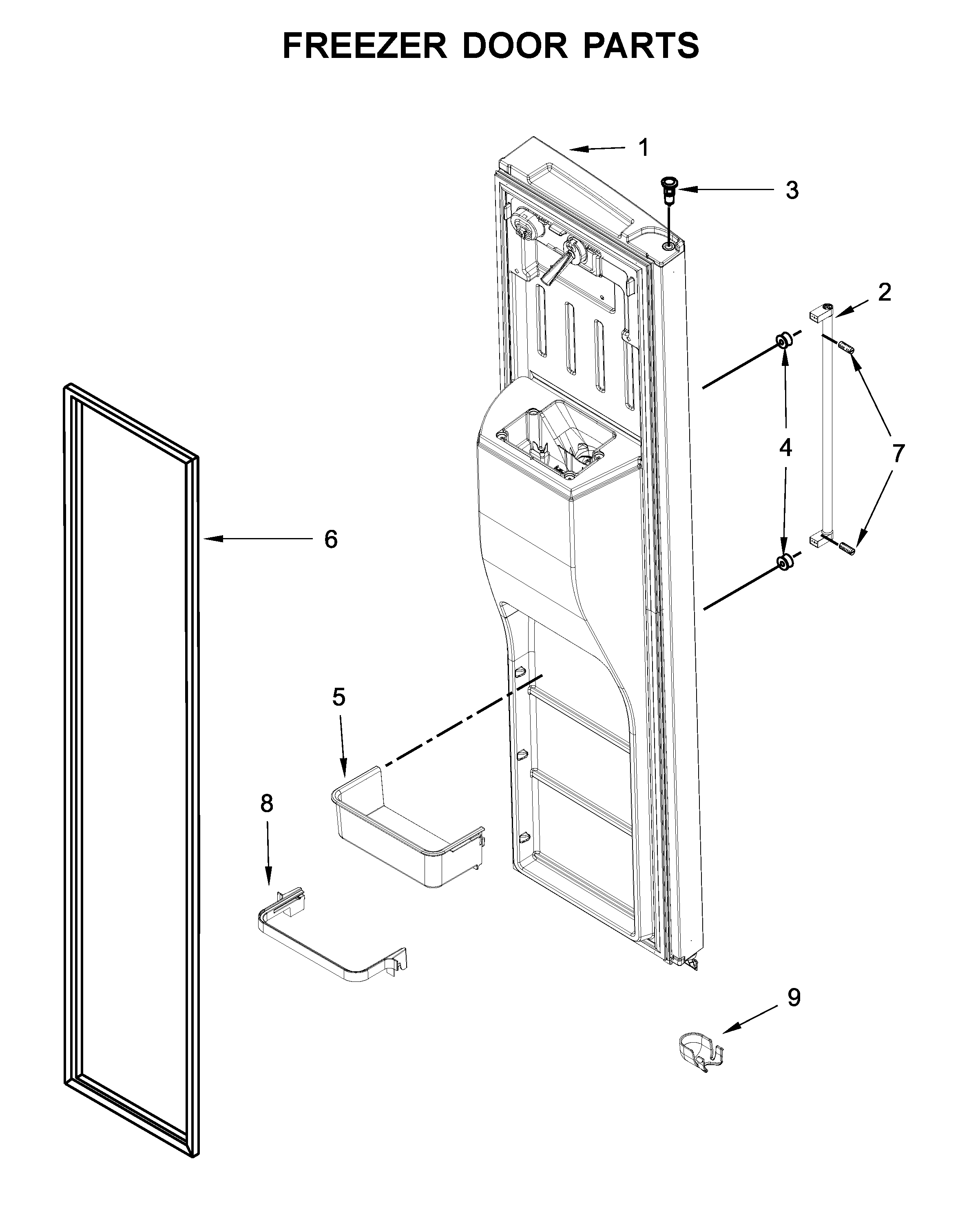 KitchenAid KRSC500ESS01 freezer door parts diagram