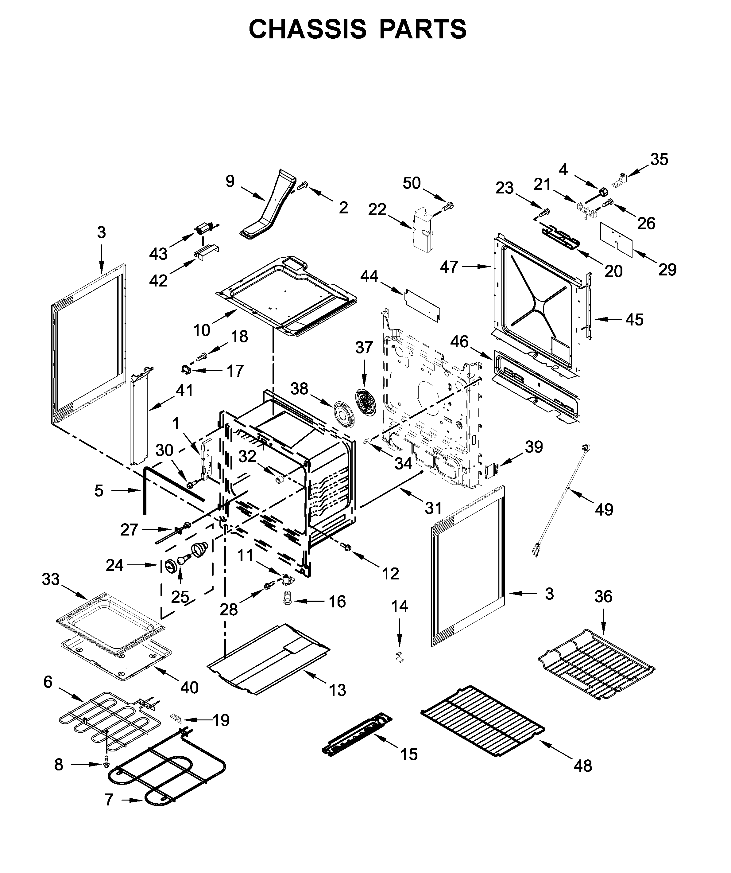 Whirlpool YWEE745H0FS2 chassis parts diagram