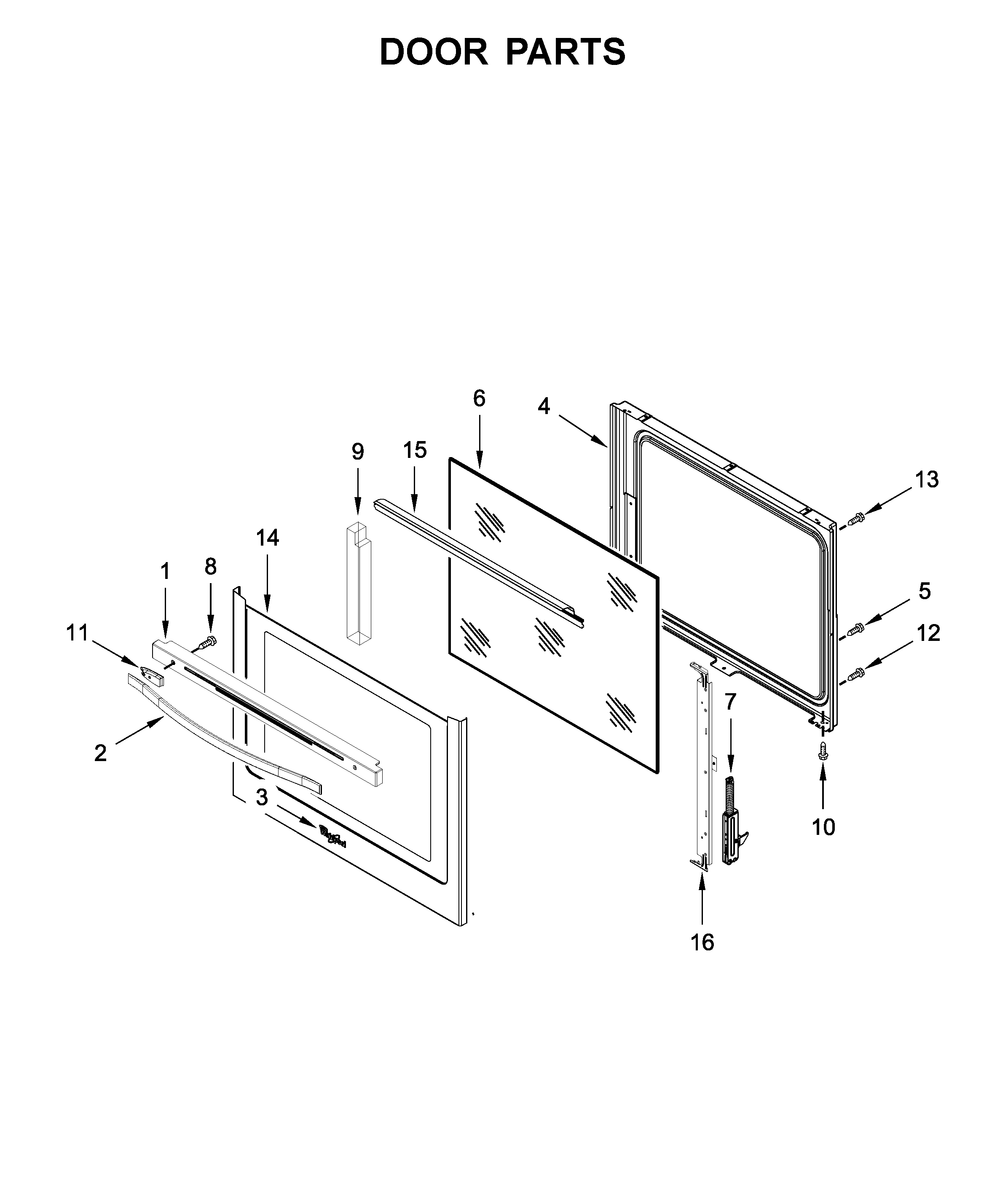 Whirlpool YWEE745H0FS2 door parts diagram