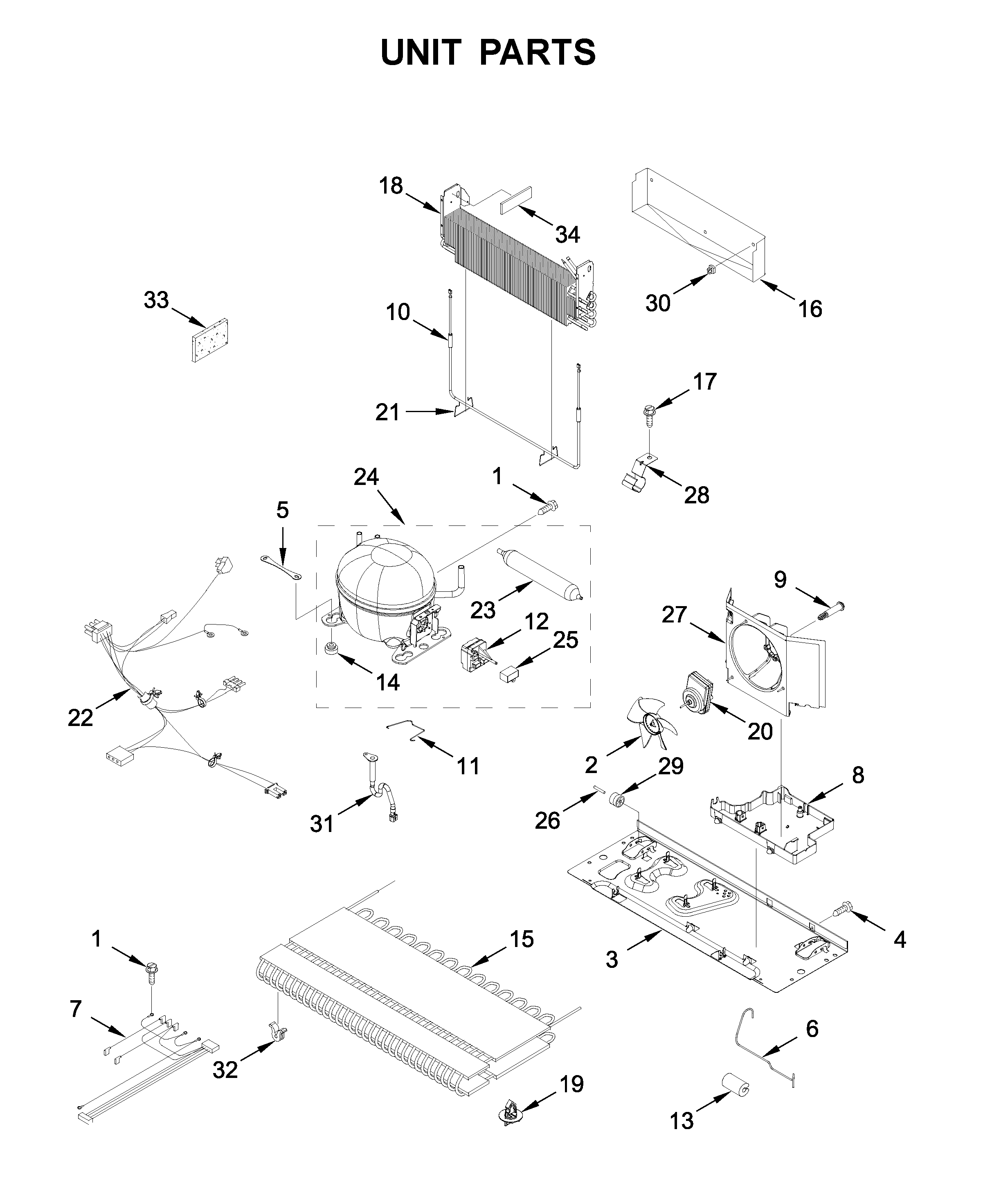 Whirlpool WRB329DMBM01 unit parts diagram