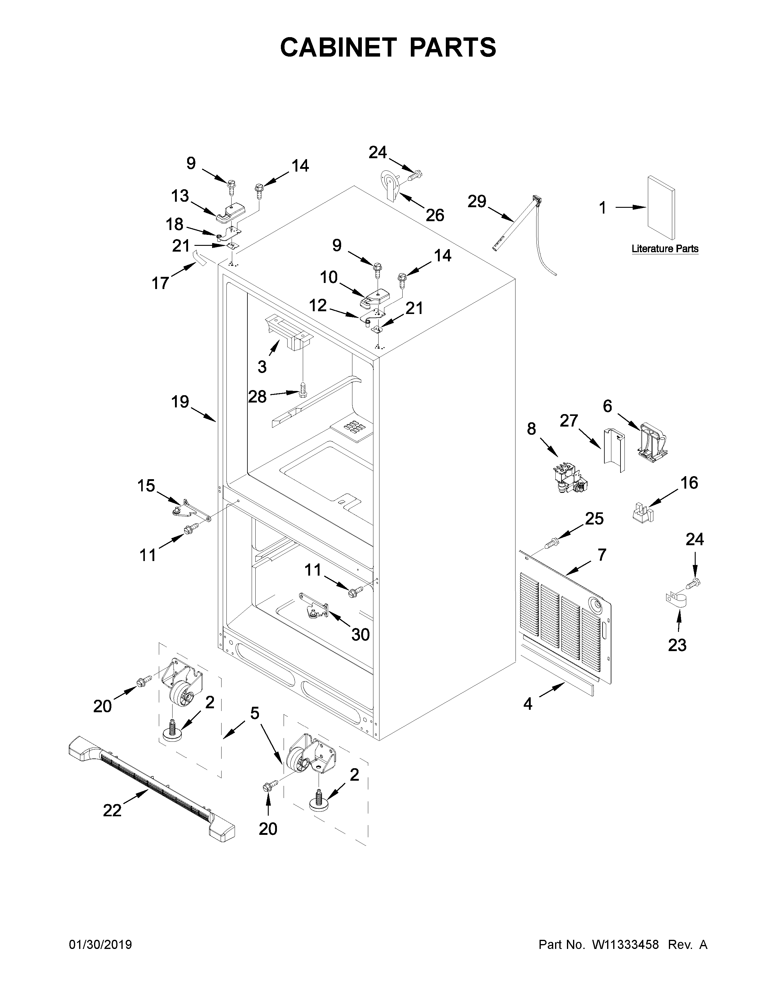 Whirlpool WRFA35SWHZ02 cabinet parts diagram