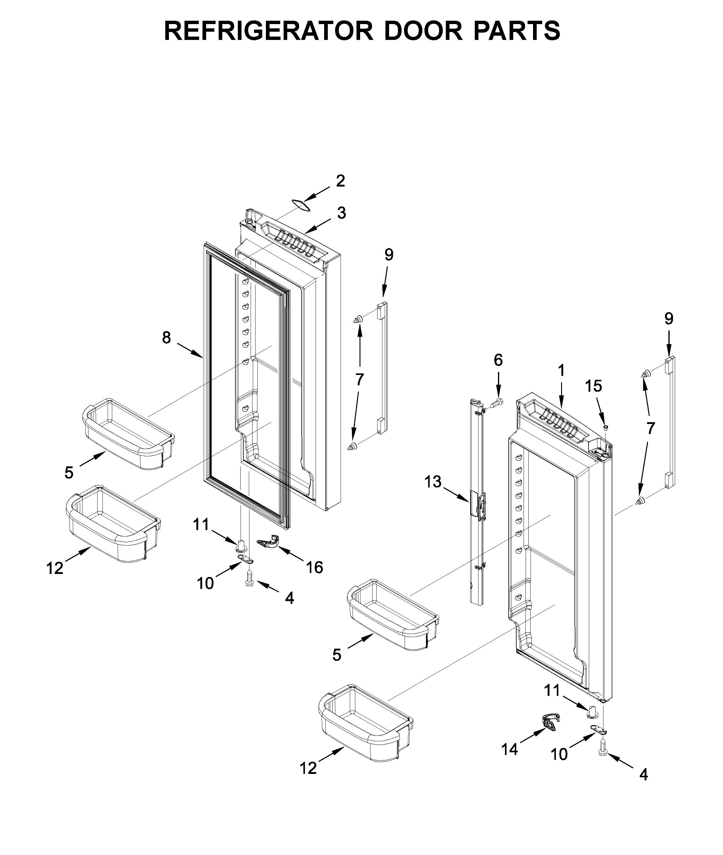 Whirlpool WRFA35SWHZ02 refrigerator door parts diagram