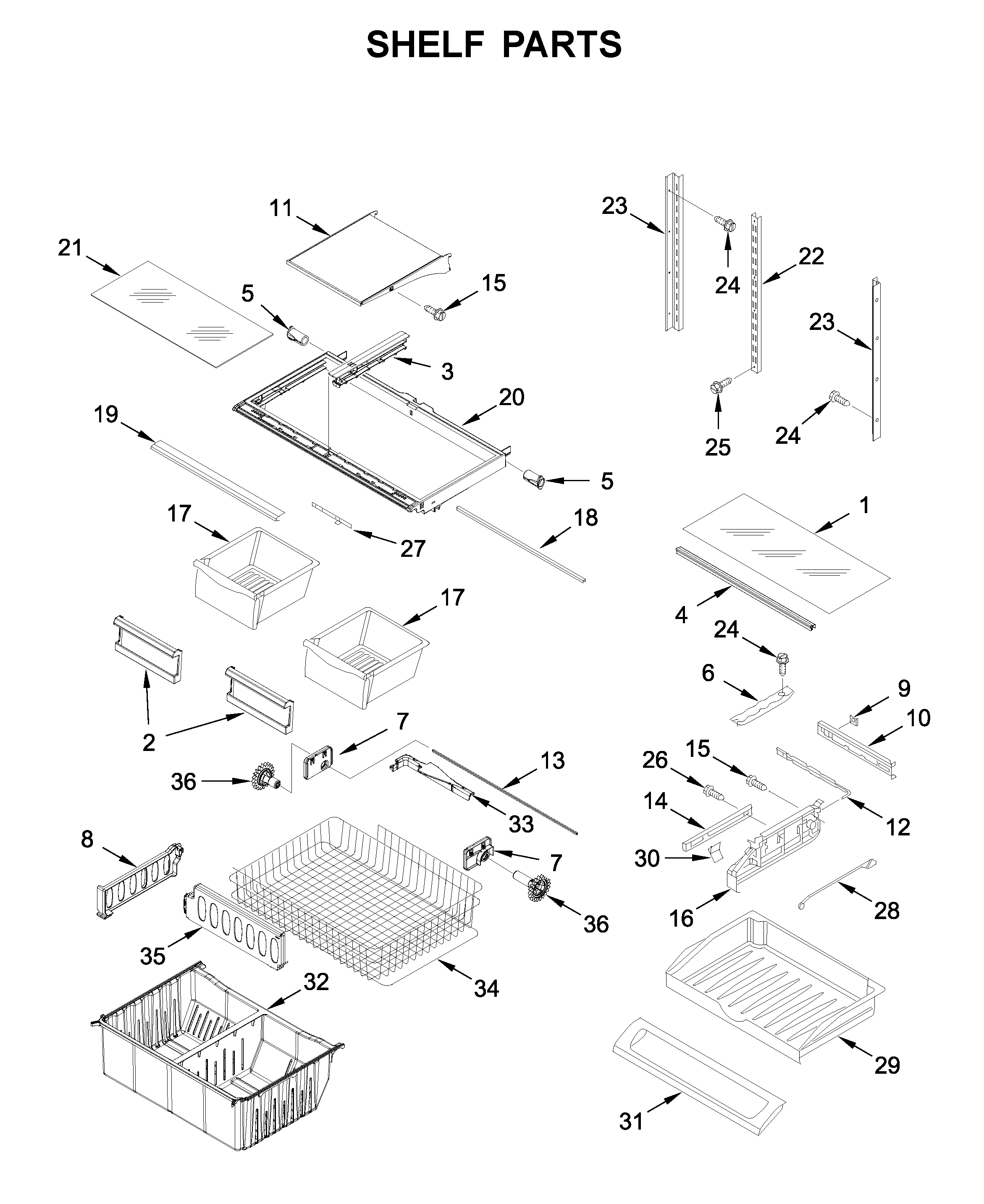 Whirlpool WRFA35SWHZ02 shelf parts diagram