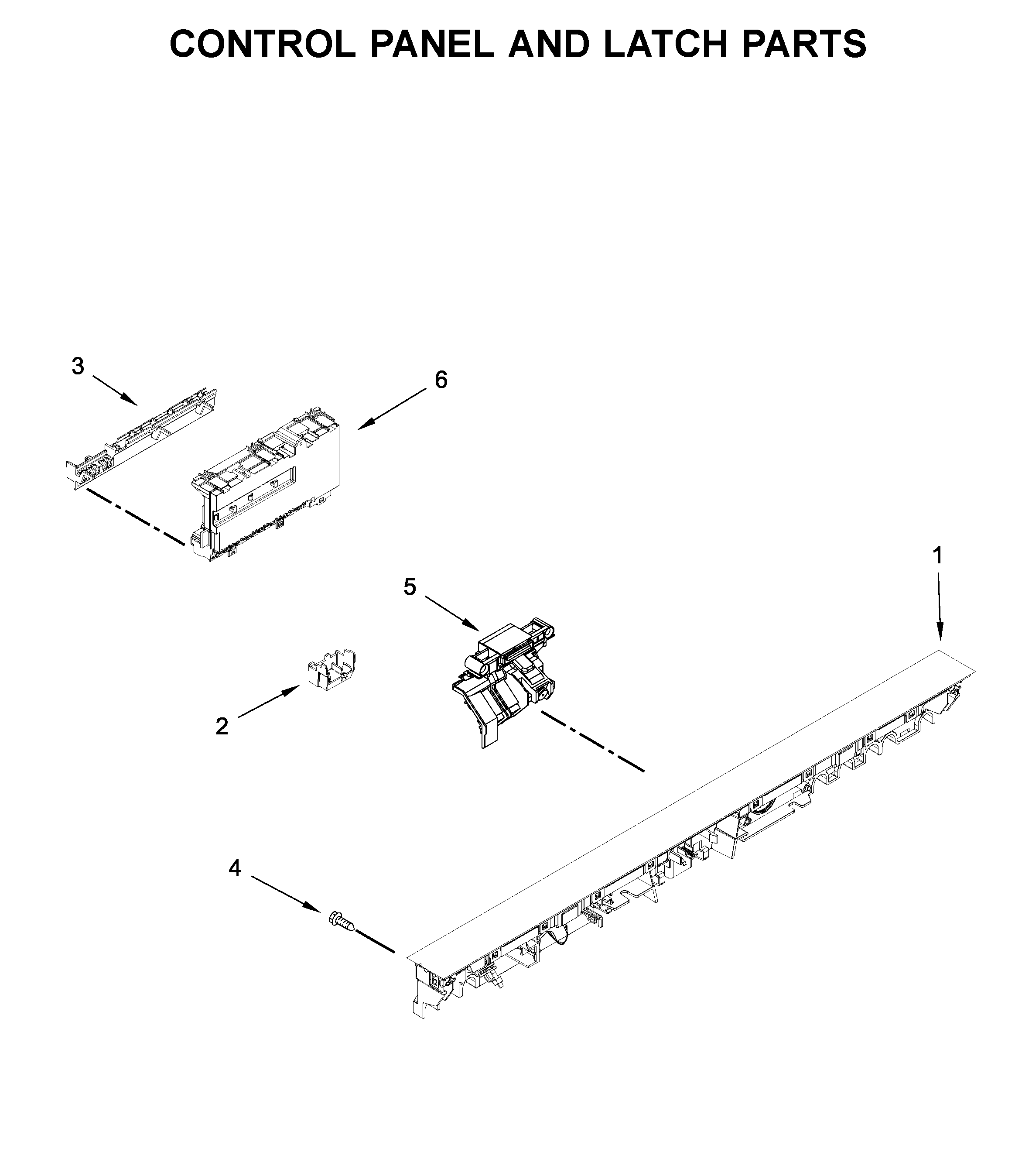 KitchenAid KDFE104HWH0 control panel and latch parts diagram