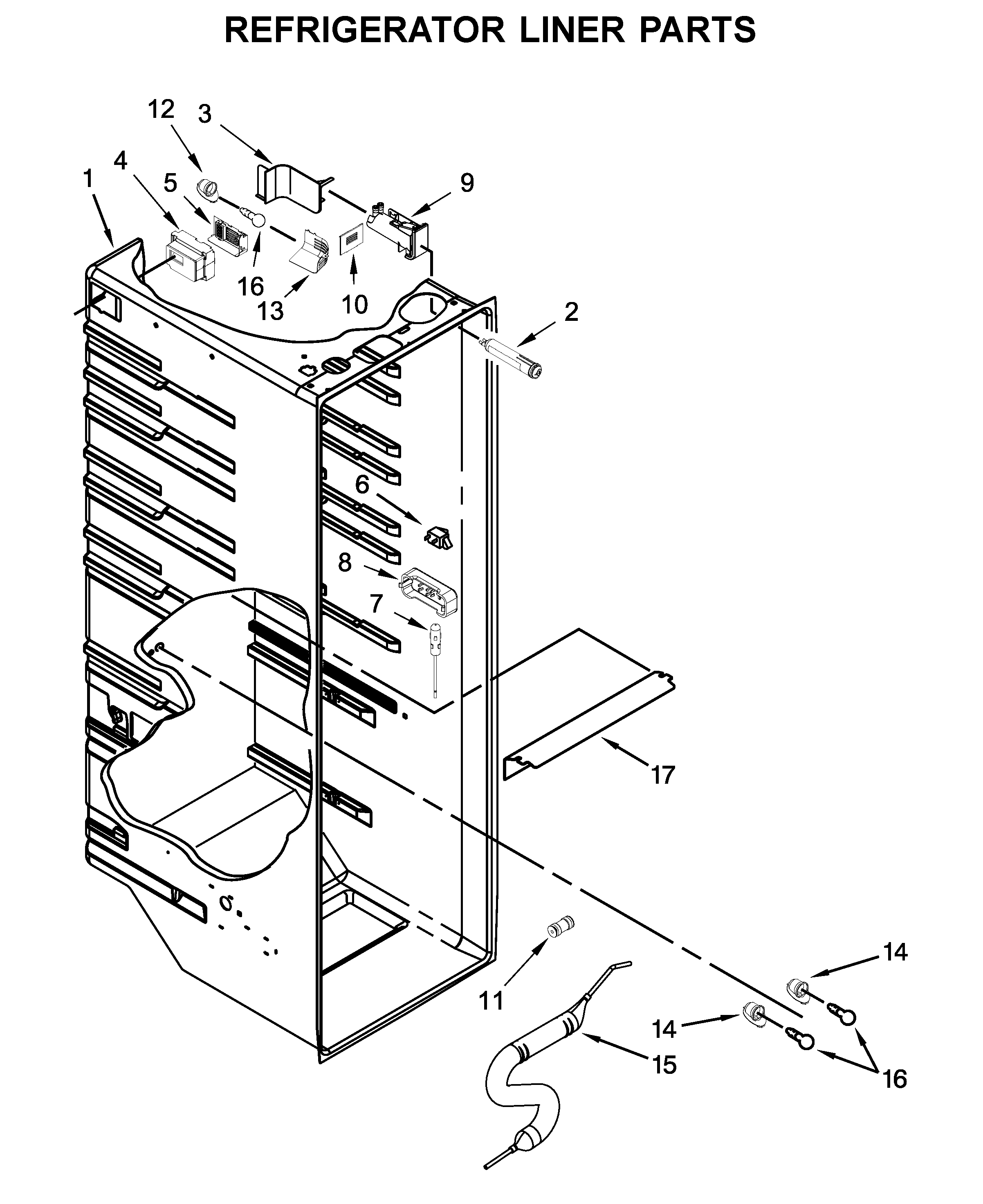 Whirlpool WRSA71CIHZ00 refrigerator liner parts diagram