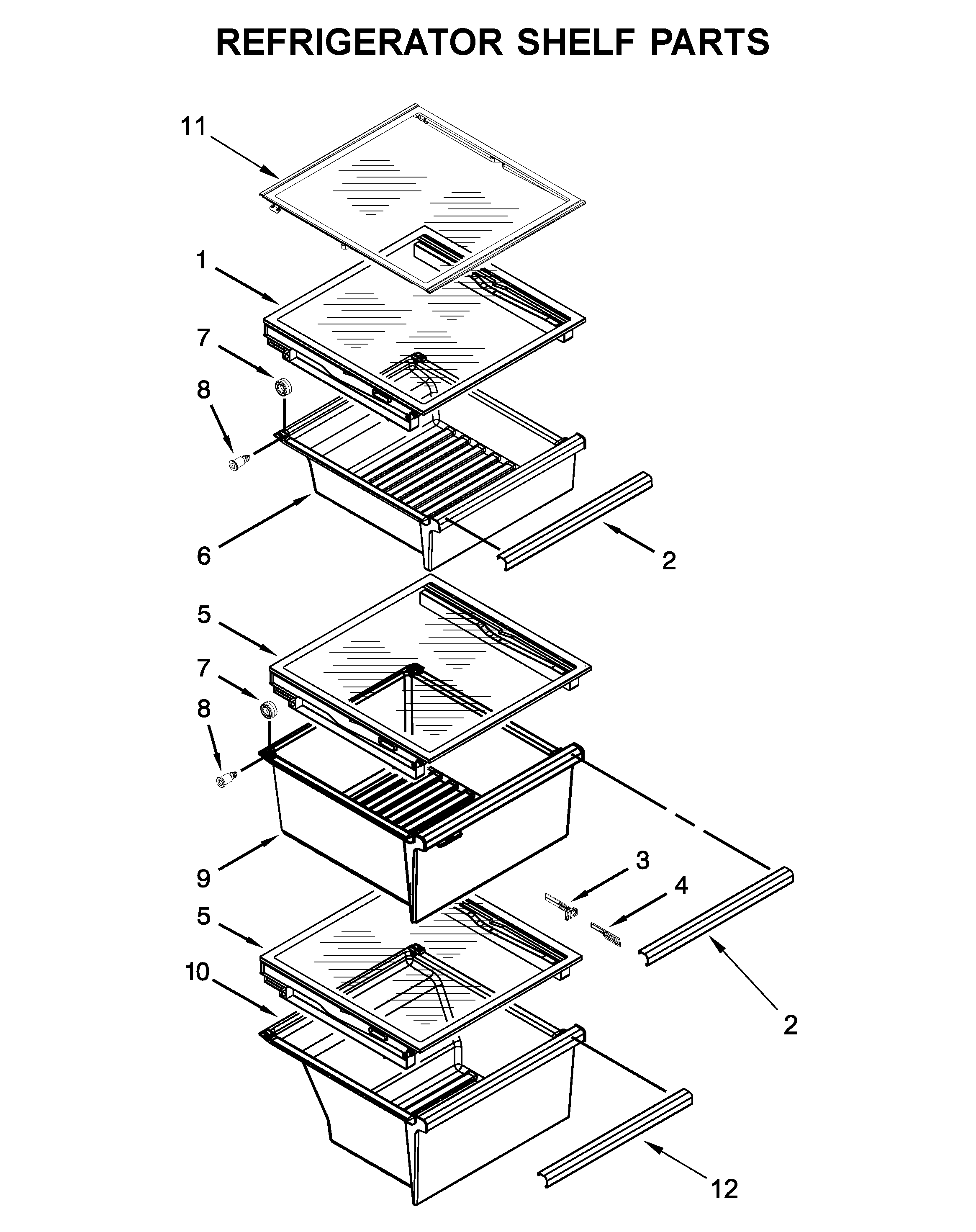 Whirlpool WRSA71CIHZ00 refrigerator shelf parts diagram