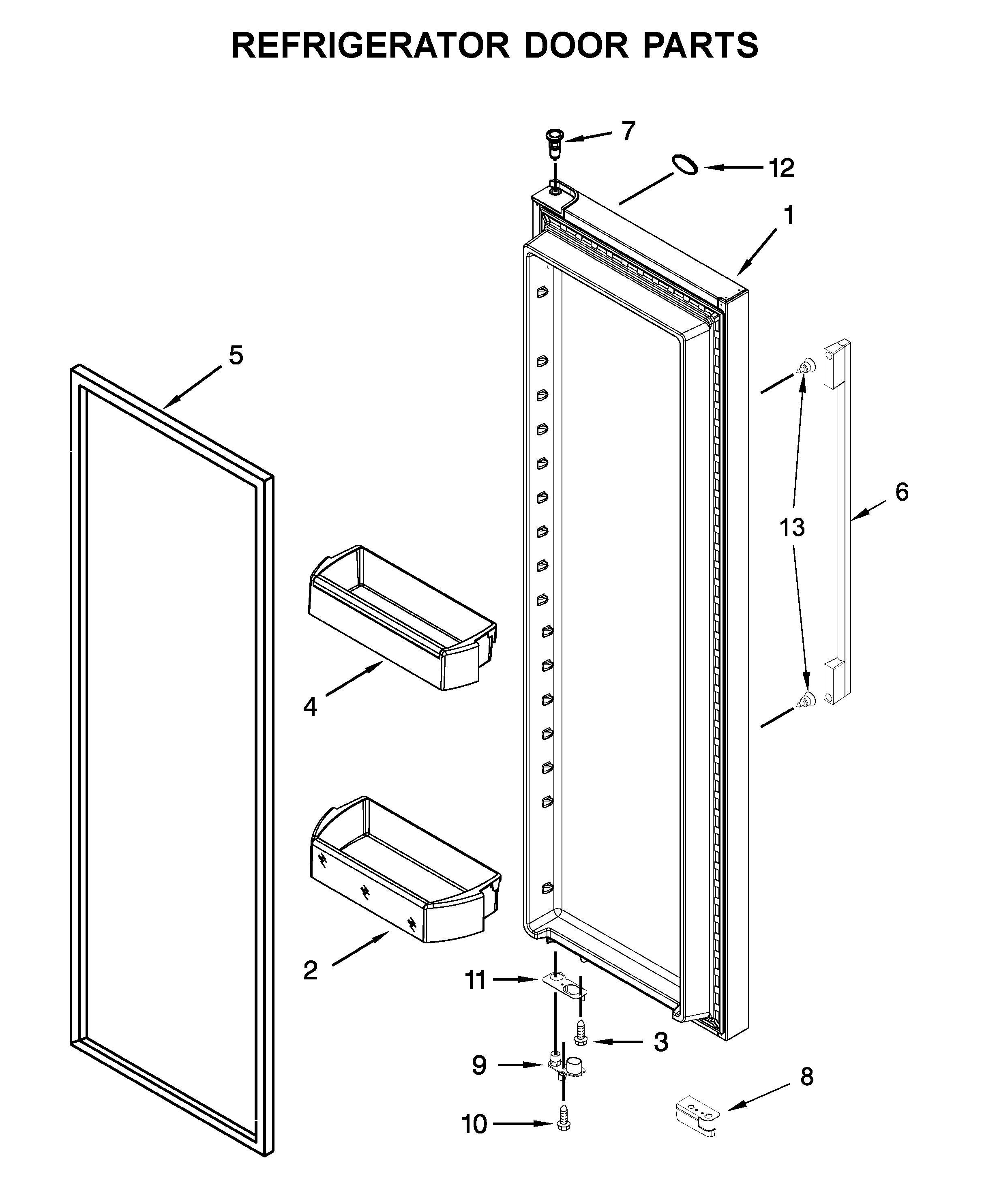 Whirlpool WRSA71CIHZ00 refrigerator door parts diagram