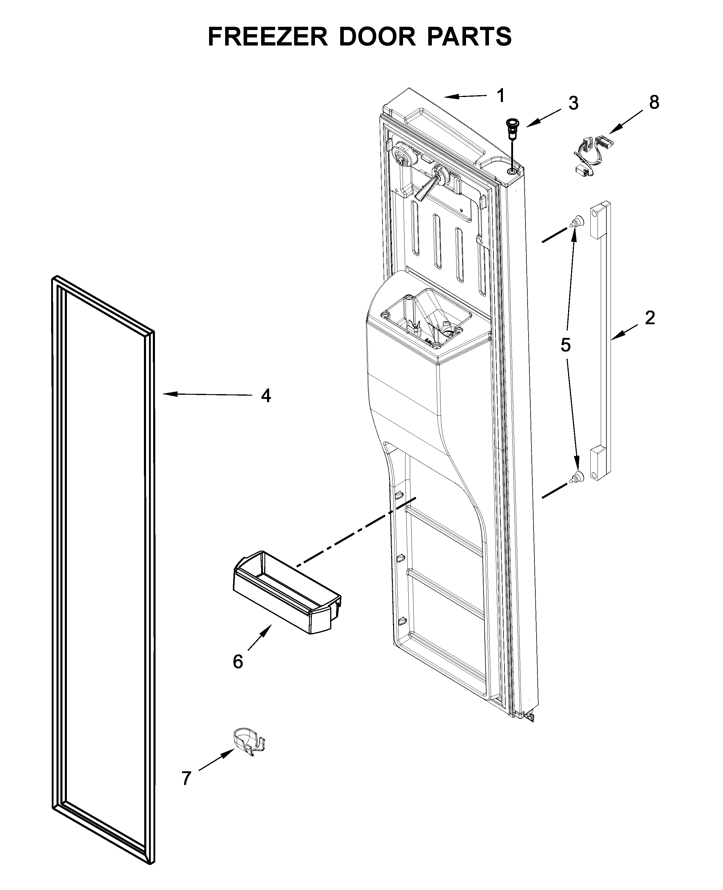 Whirlpool WRSA71CIHZ00 freezer door parts diagram