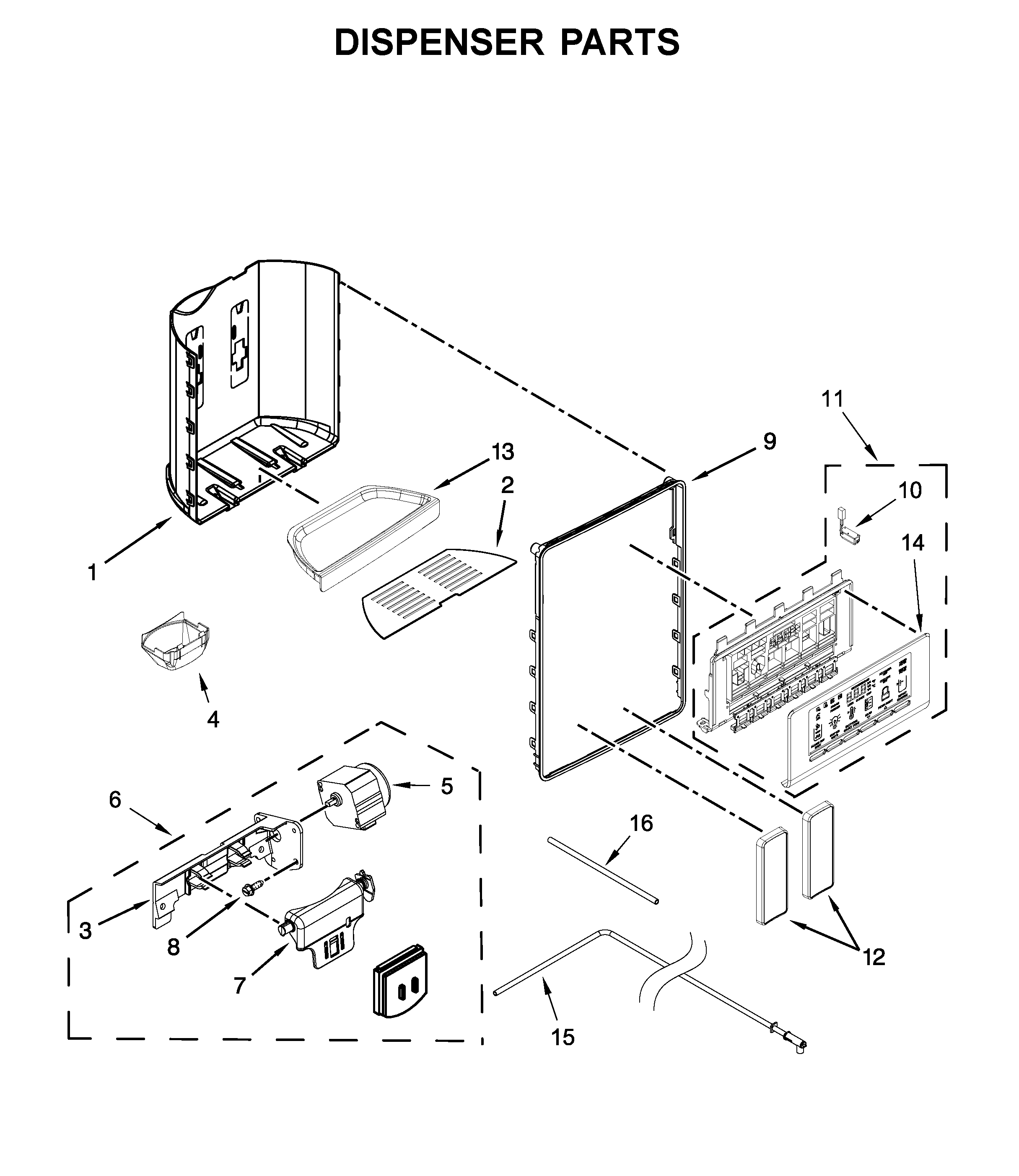 Whirlpool WRSA71CIHZ00 dispenser parts diagram