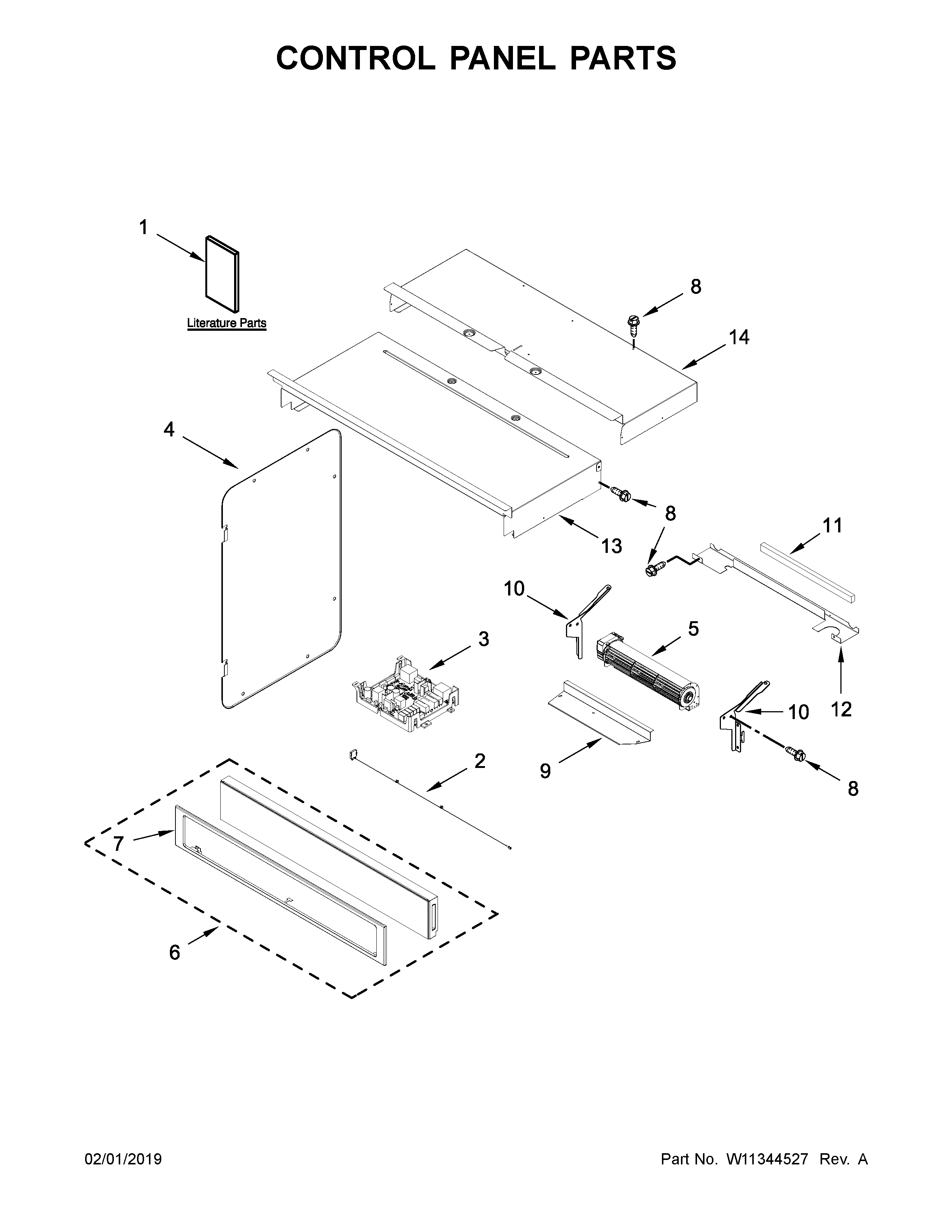 Whirlpool WOC75EC0HV02 control panel parts diagram