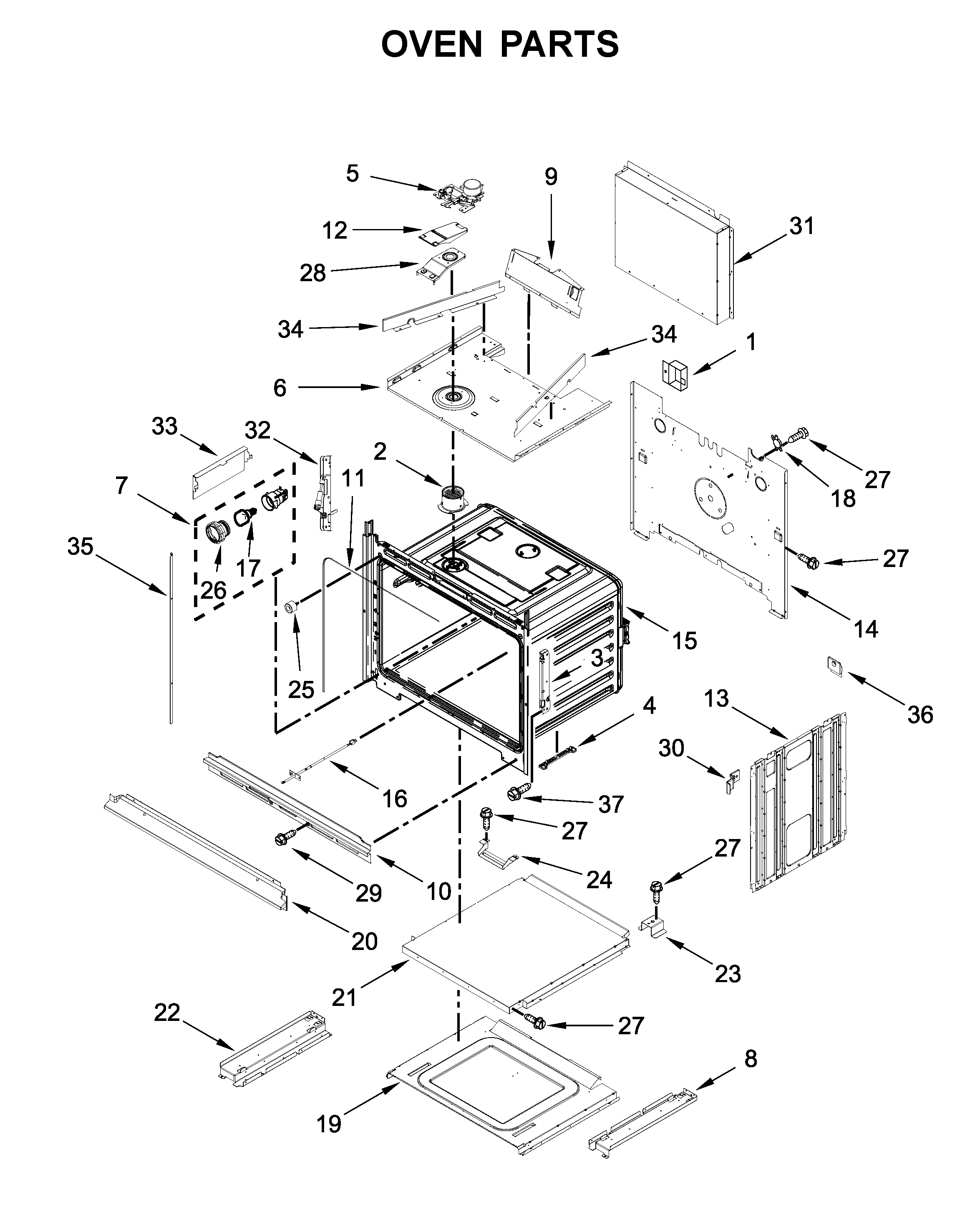 Whirlpool WOC75EC0HV02 oven parts diagram