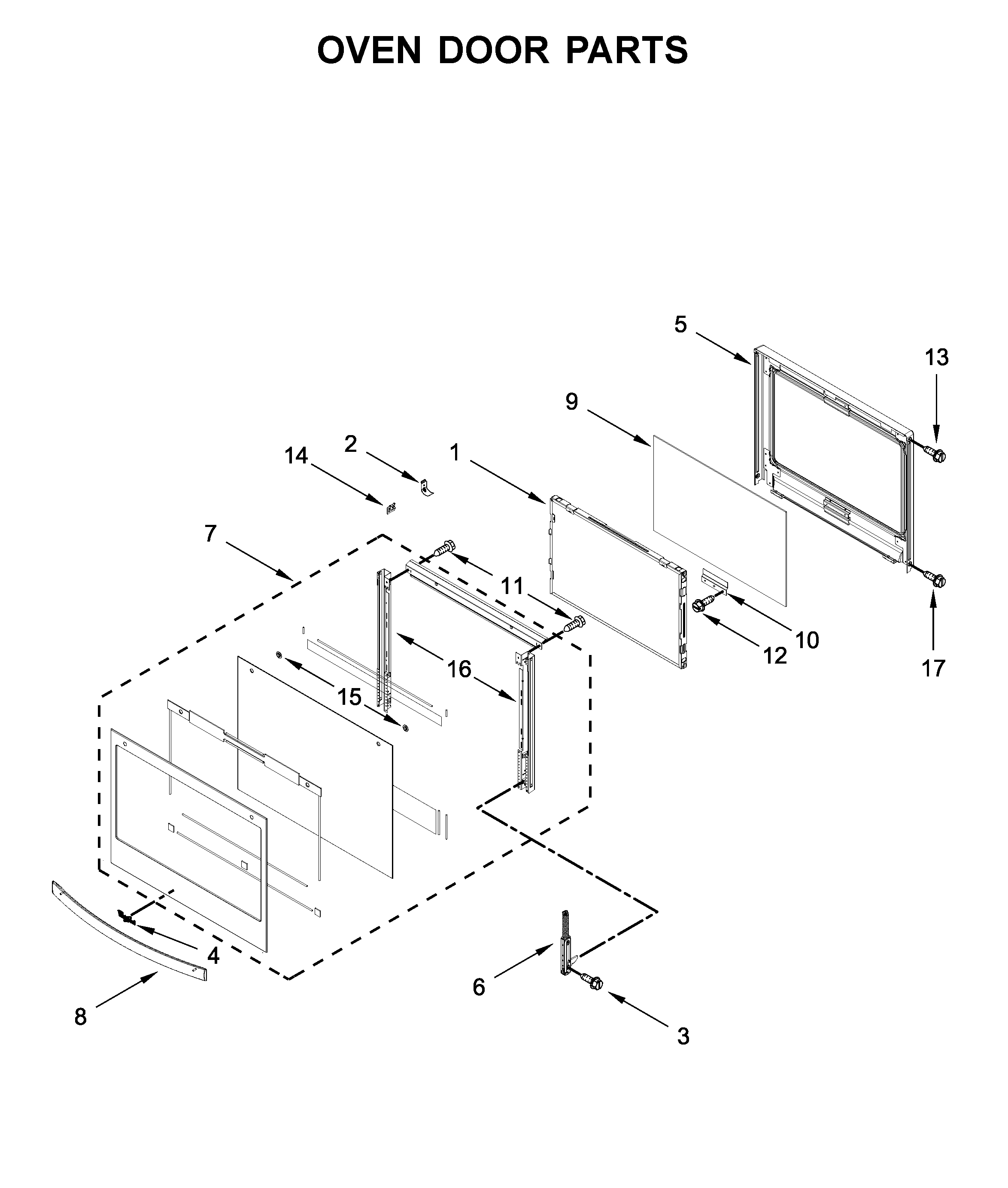Whirlpool WOC75EC0HV02 oven door parts diagram